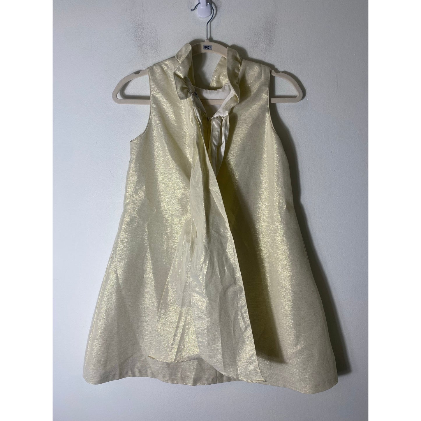 Girl's Gabby Yellow Shimmer Sleeveless Knee Length Trapeze Dress Sz 16