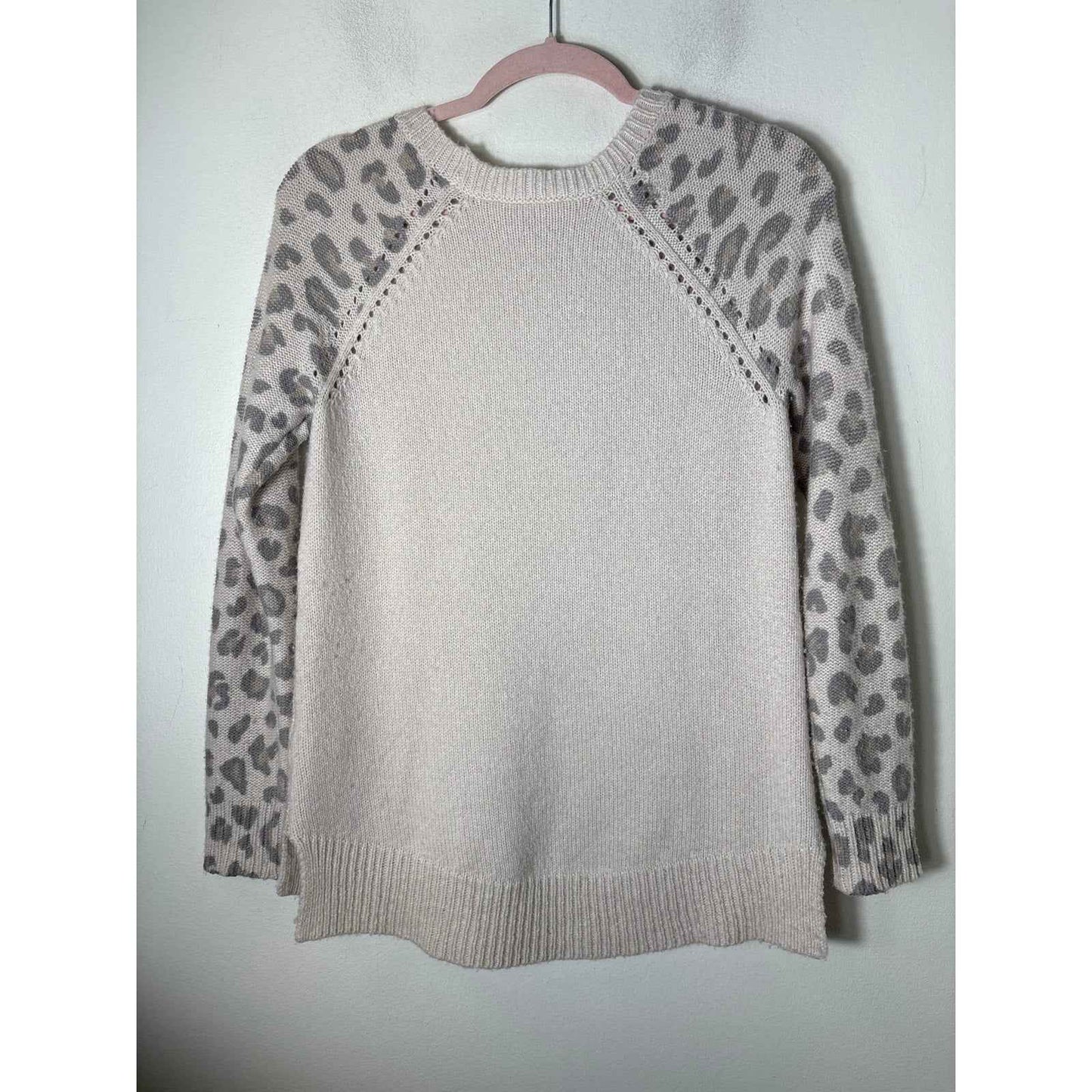 Rebecca Taylor Cheetah Sleeve Cream Sweater Sz XS