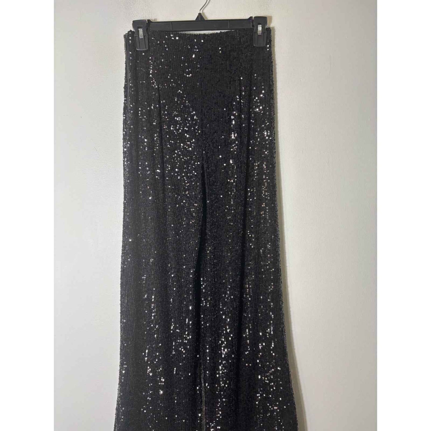 Gianni Bini Black Sequin Side Zip Pants Sz S