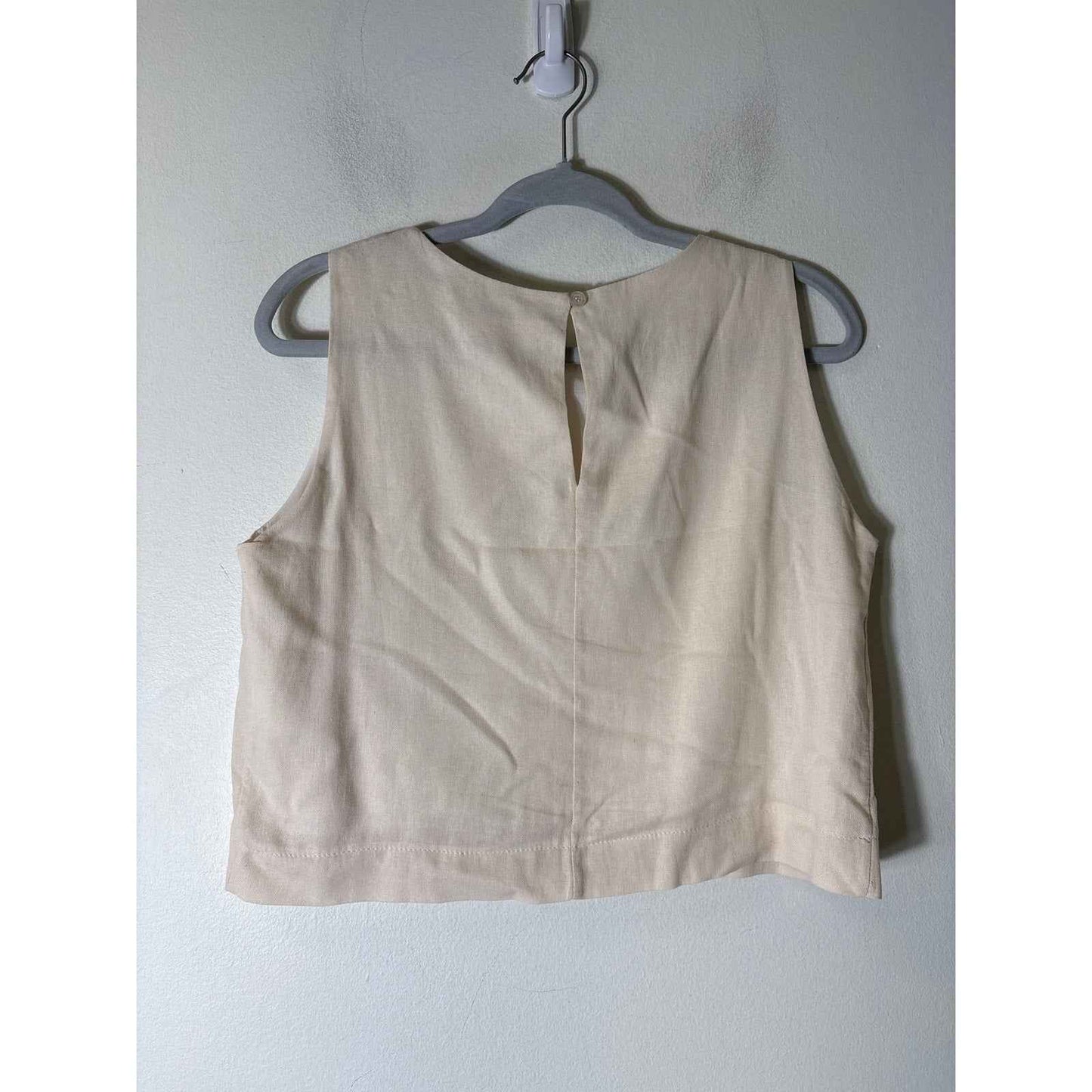 Babette Off White Sleeveless Linen Cropped Top Sz XS