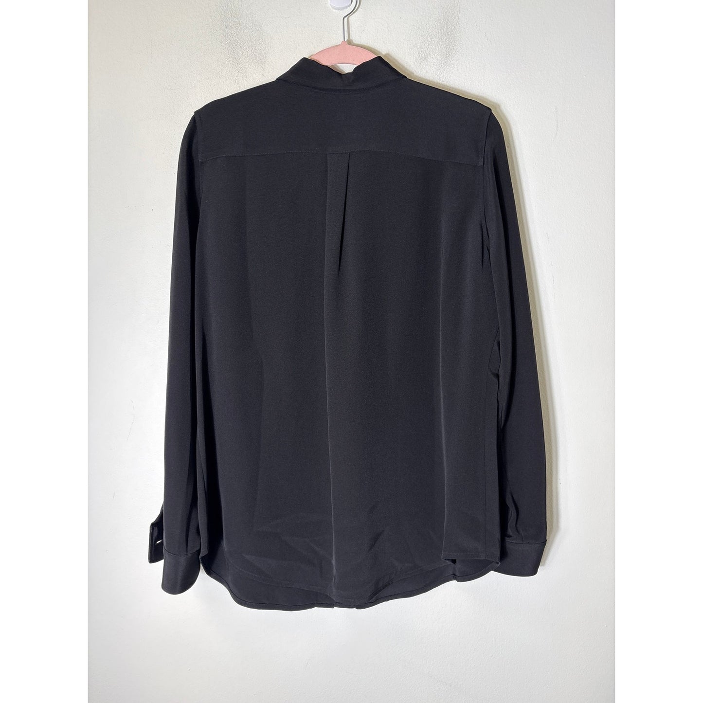 Ann Mashburn Black Silk Button Up Long Sleeve Blouse Sz L