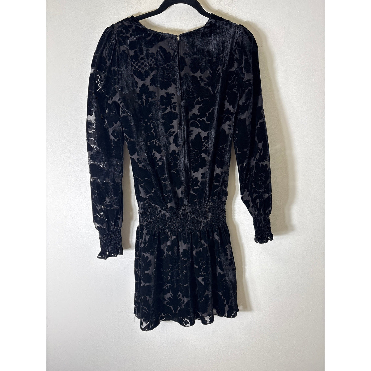 Parker Black Floral Sheer Burned Velvet Mini Dress Sz XS