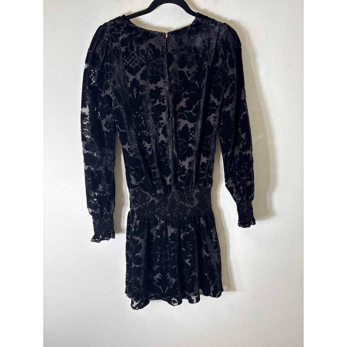 Parker Black Floral Sheer Burned Velvet Mini Dress Sz XS