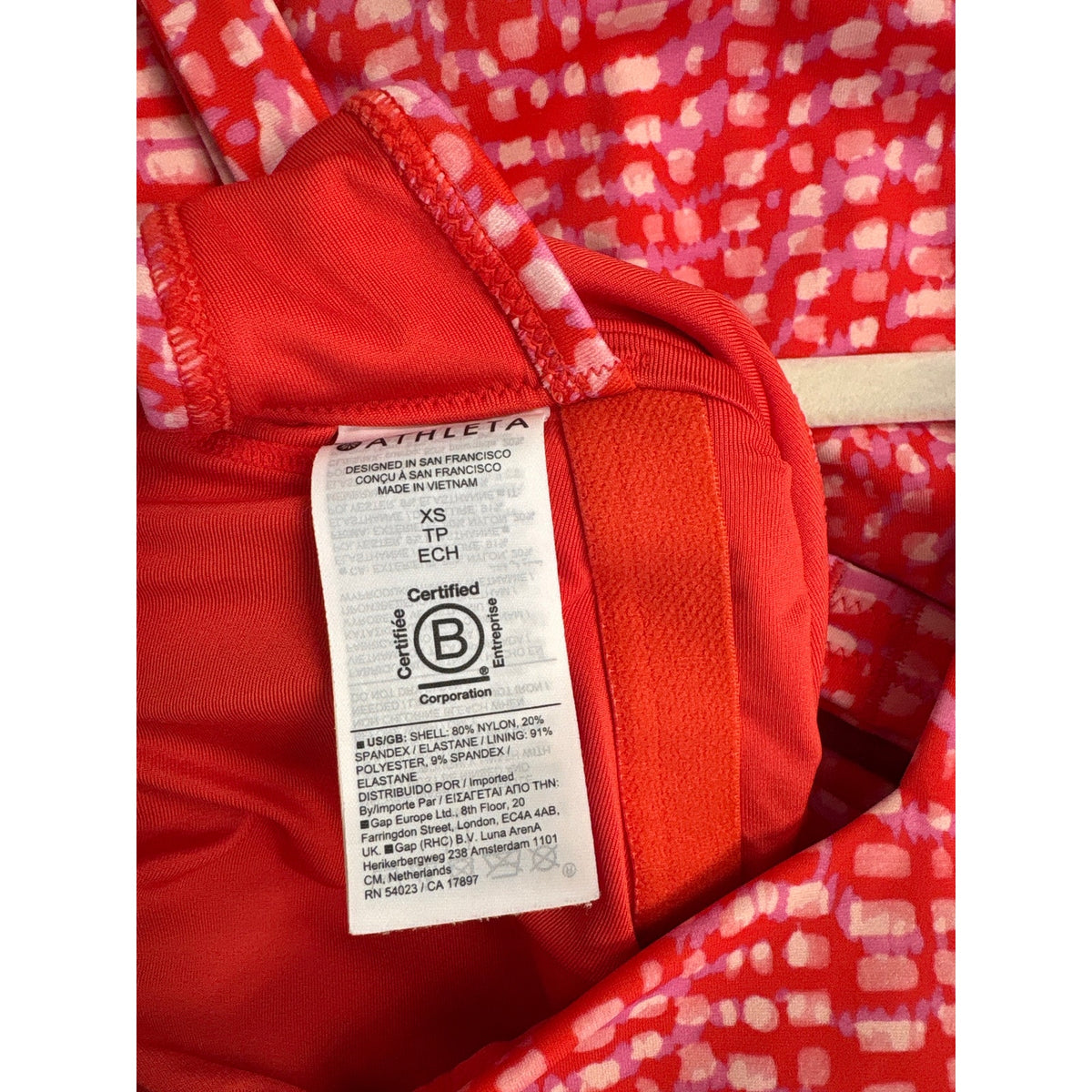 NWOT Athleta Red Pink Side Ruched One Piece Bathing Suit Sz XS