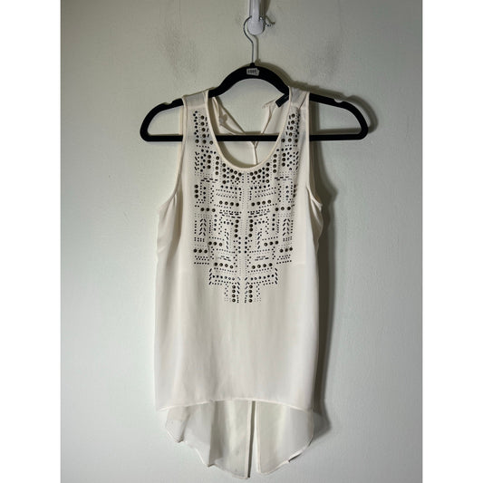 BCBG White Studded Sleeveless Top Sz XS