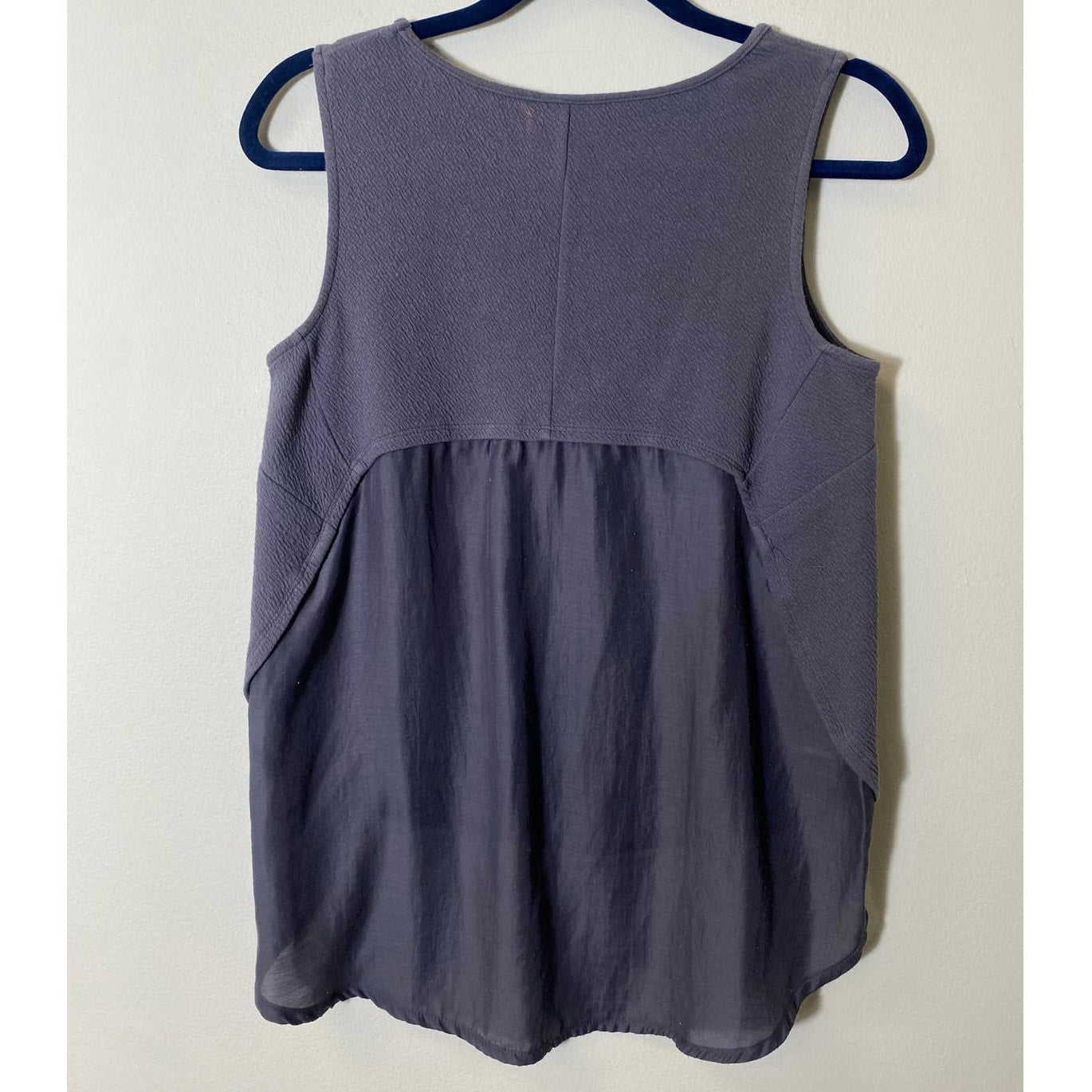 Deletta Charcoal Gray Crew Neck Sleeveless Flowy Tank Sz S