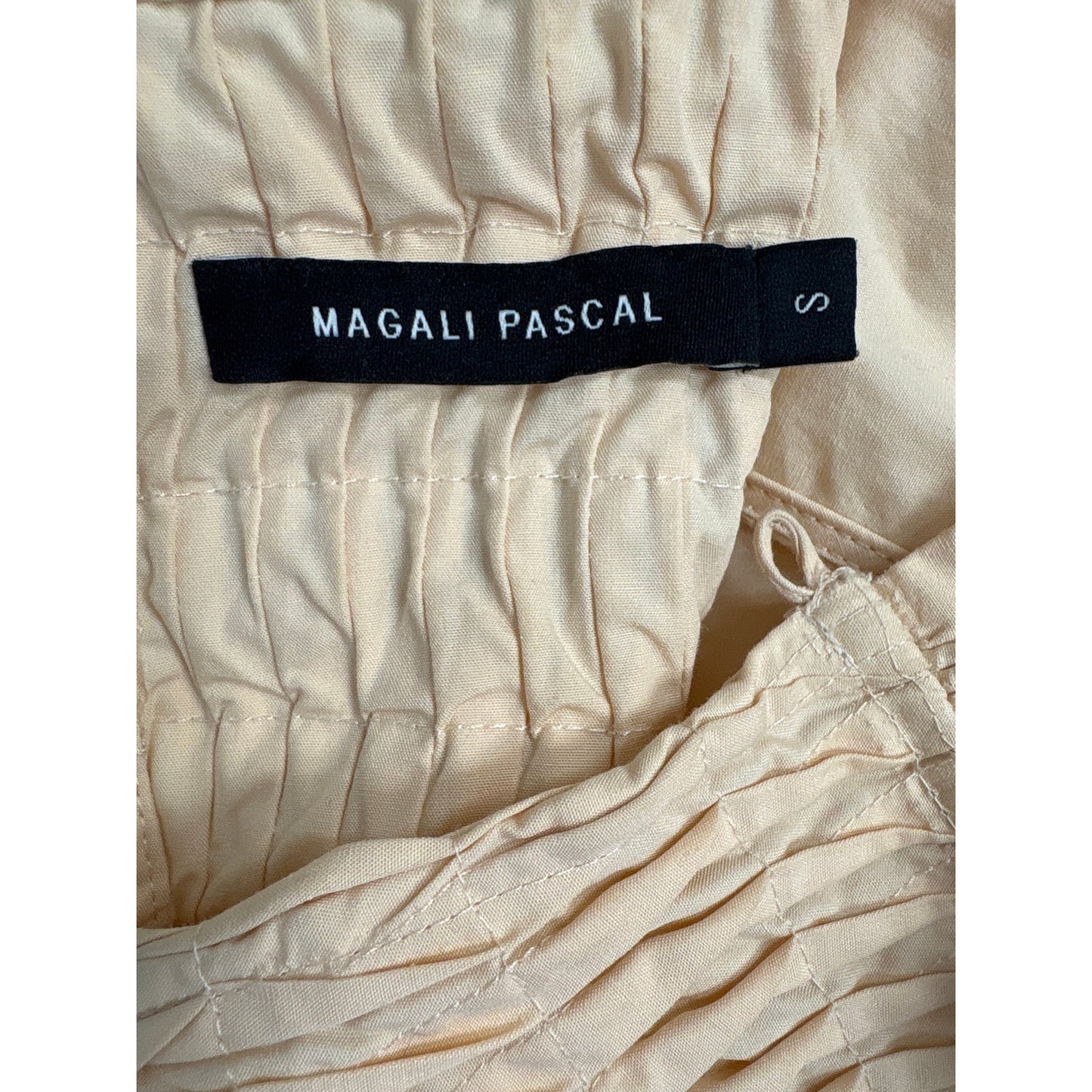 Magali Pascal Peach Cotton Flutter Sleeve Smocked Shirt Sz S