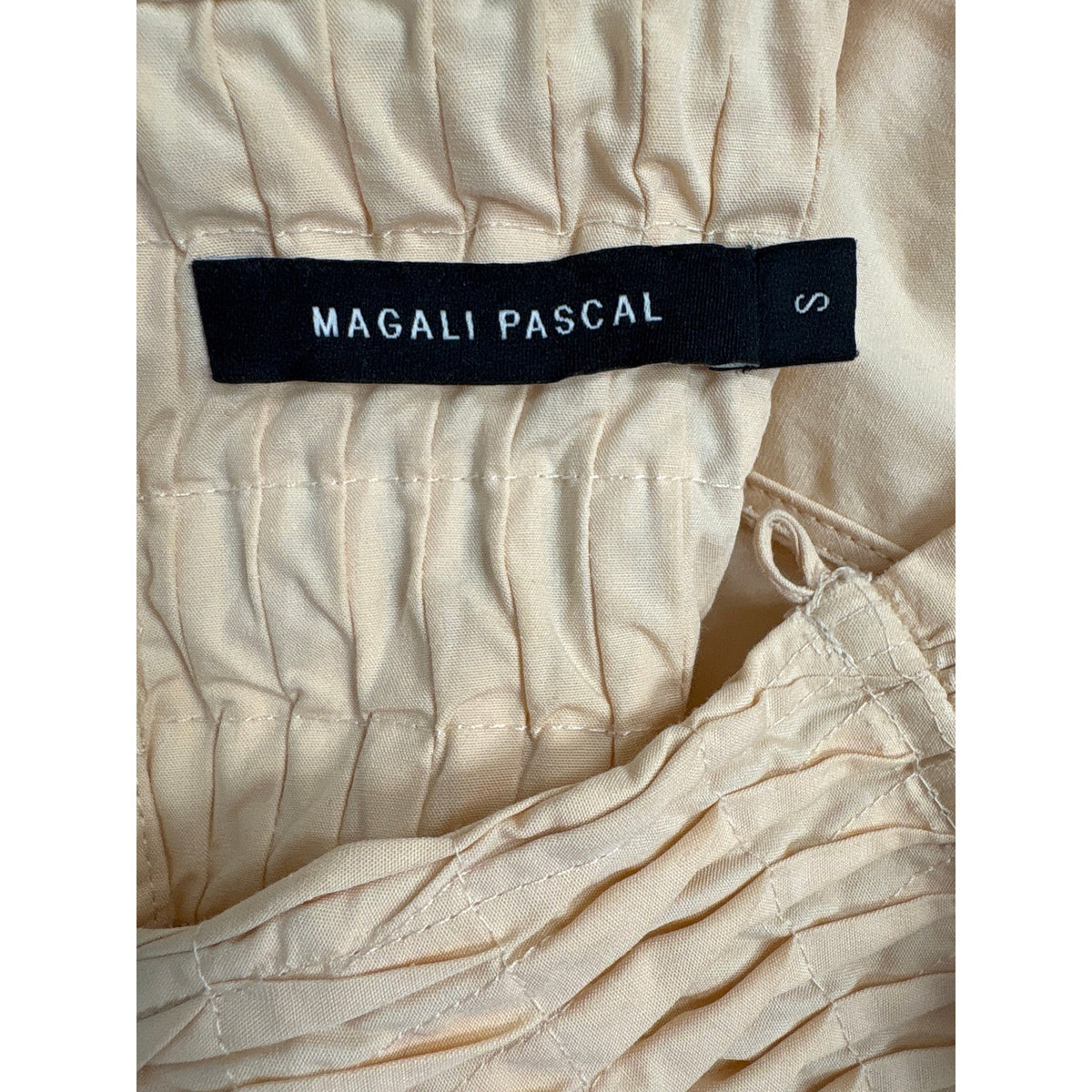 Magali Pascal Peach Cotton Flutter Sleeve Smocked Shirt Sz S