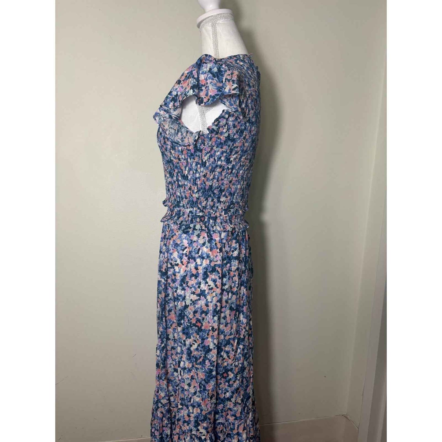 Shoshanna Smocked Bodice Floral Maxi Dress Sz 2