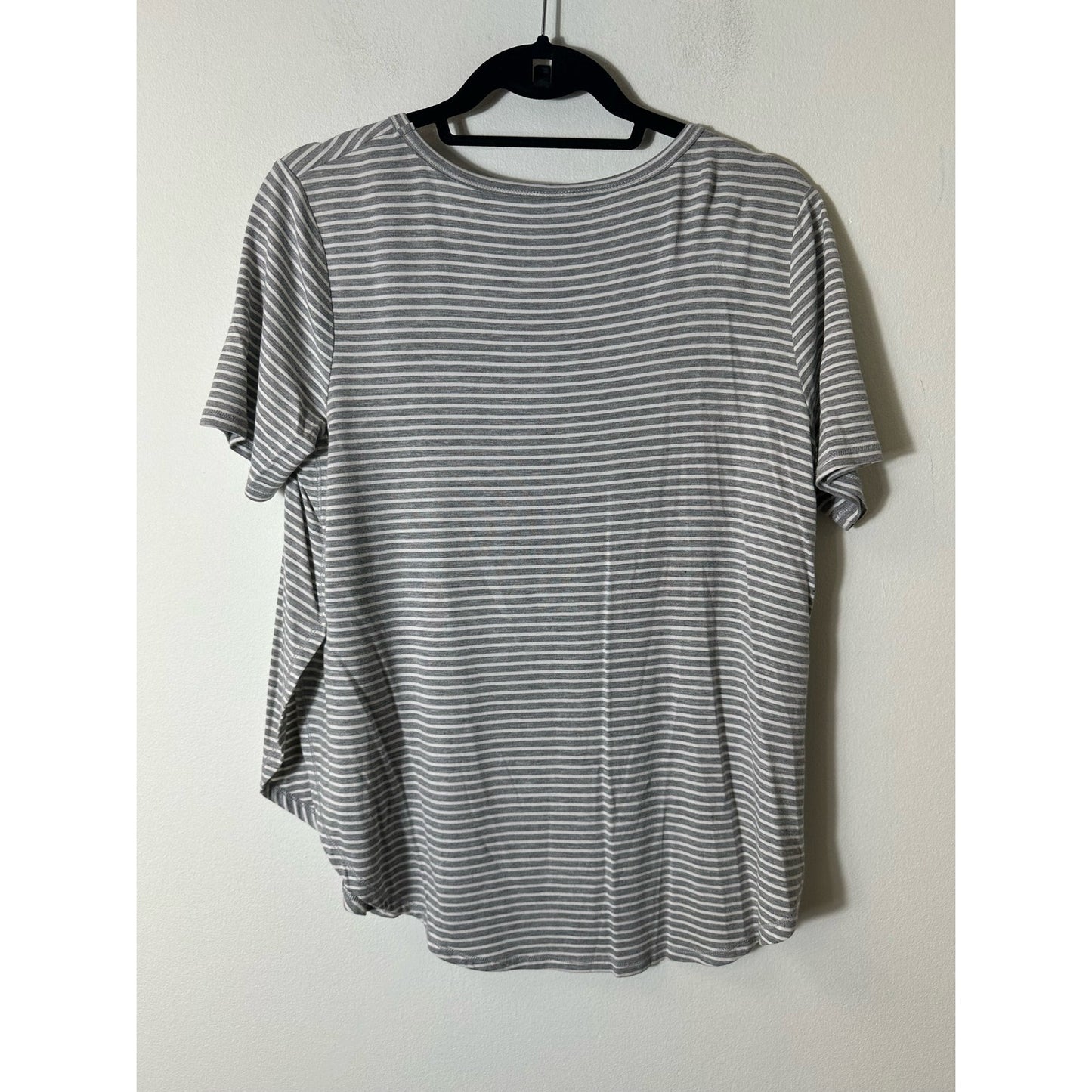 GXF Short Sleeved Gray and White Striped Shirt Sz S