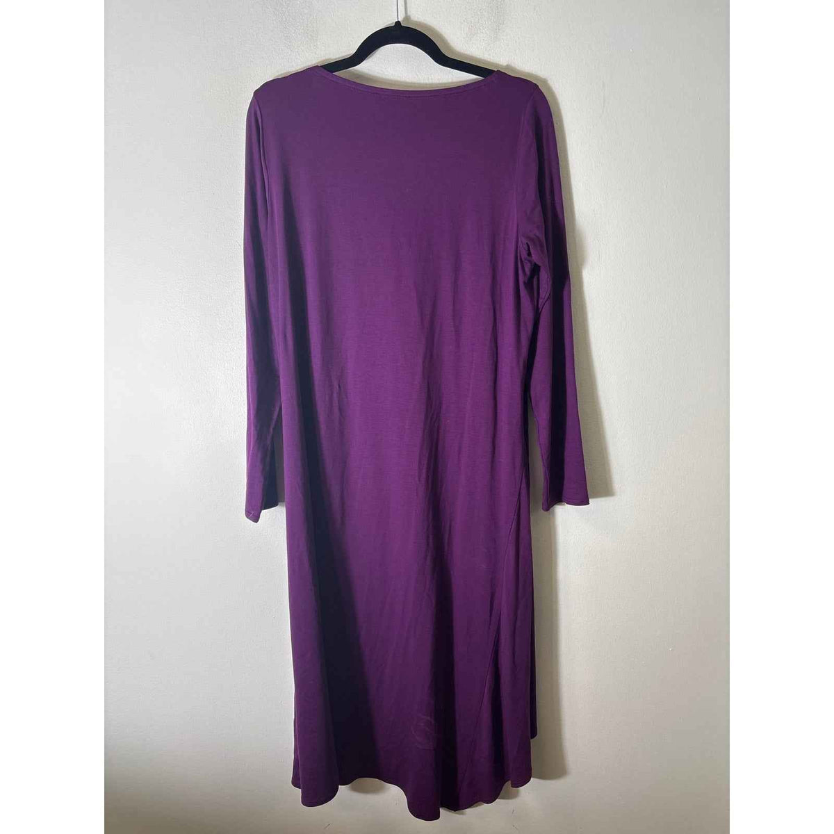 Eileen Fisher Eggplant Purple Long Sleeve Knit Maxi Dress Sz M