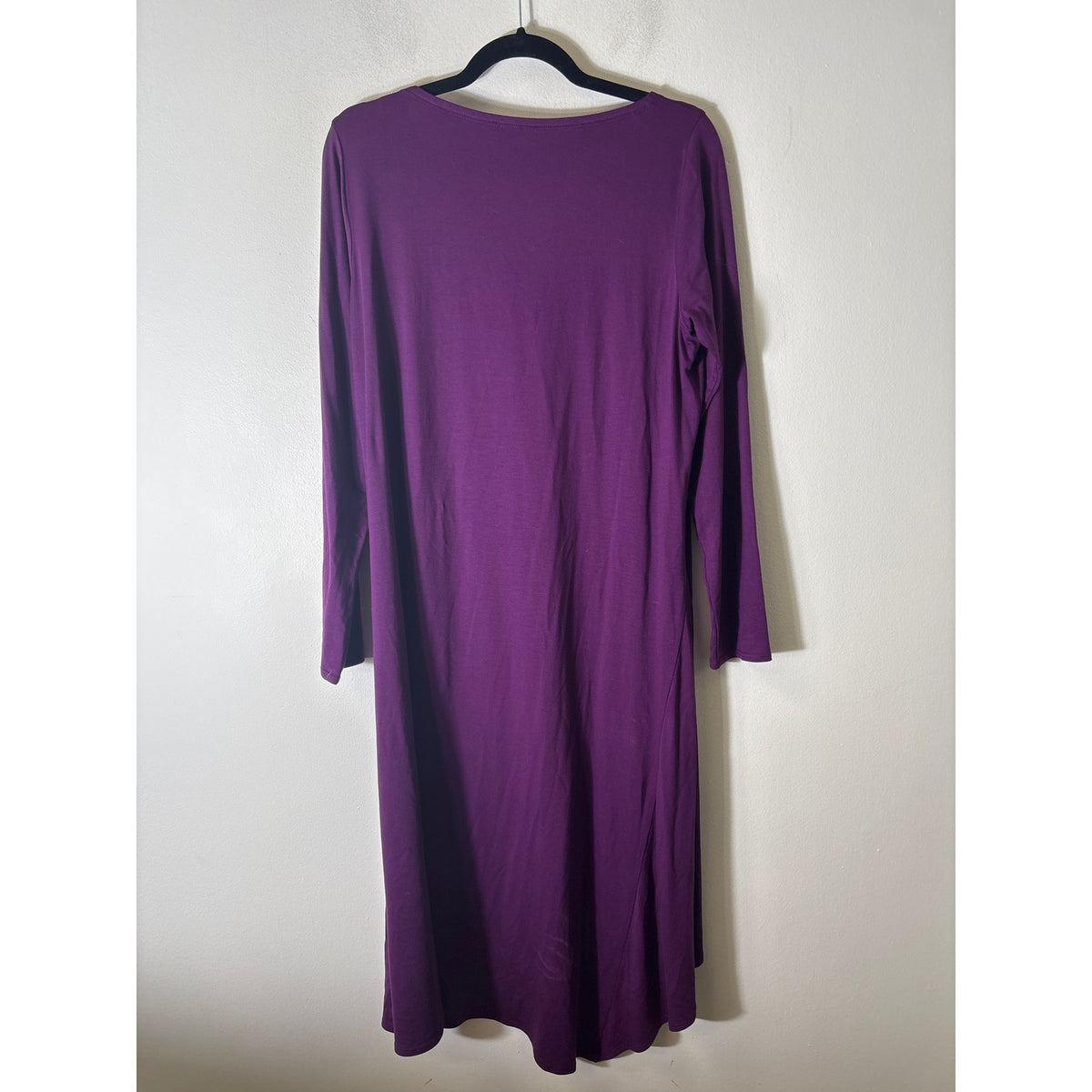 Eileen Fisher Eggplant Purple Long Sleeve Knit Maxi Dress Sz M
