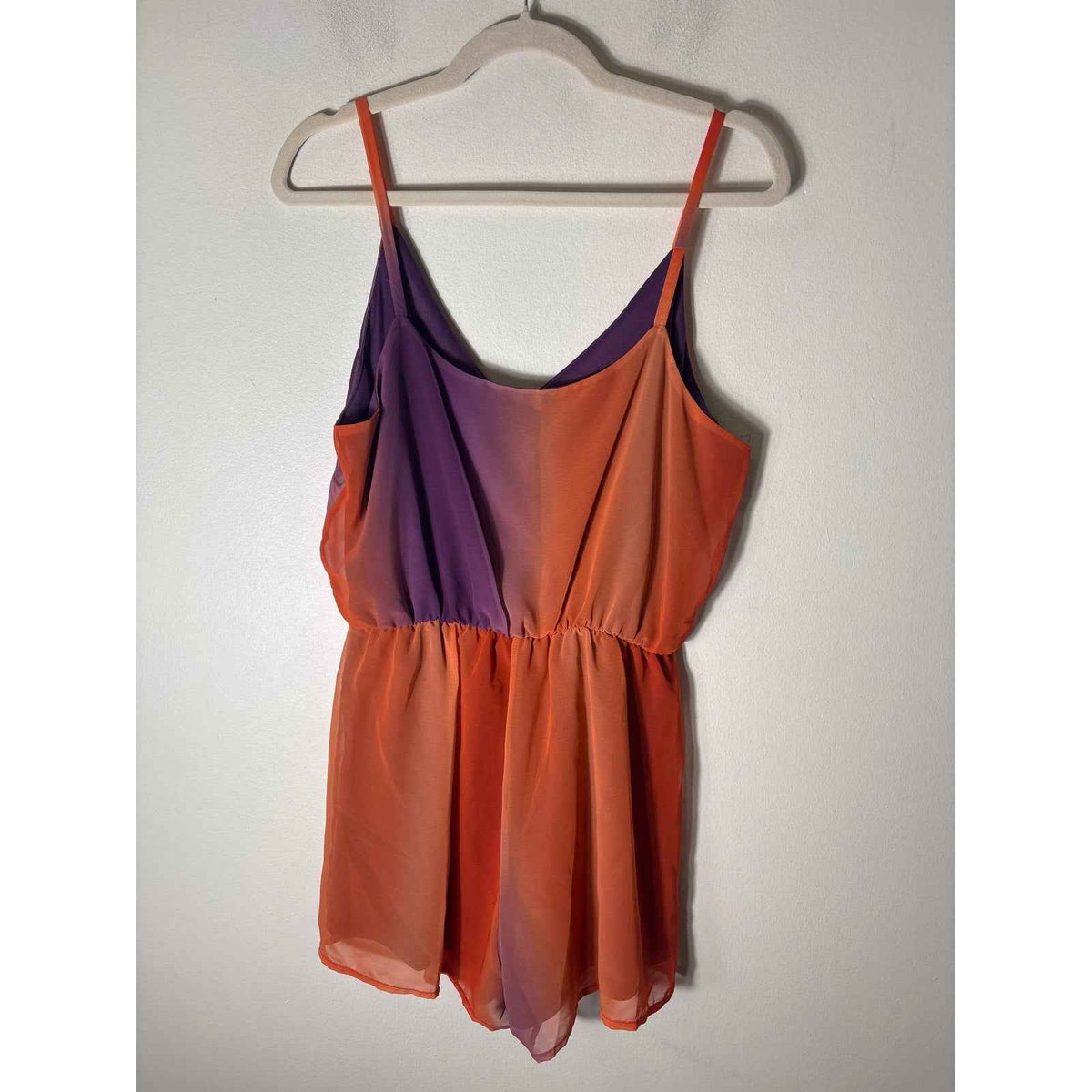 Adrienne Purple Orange Sleeveless Romper Sz M