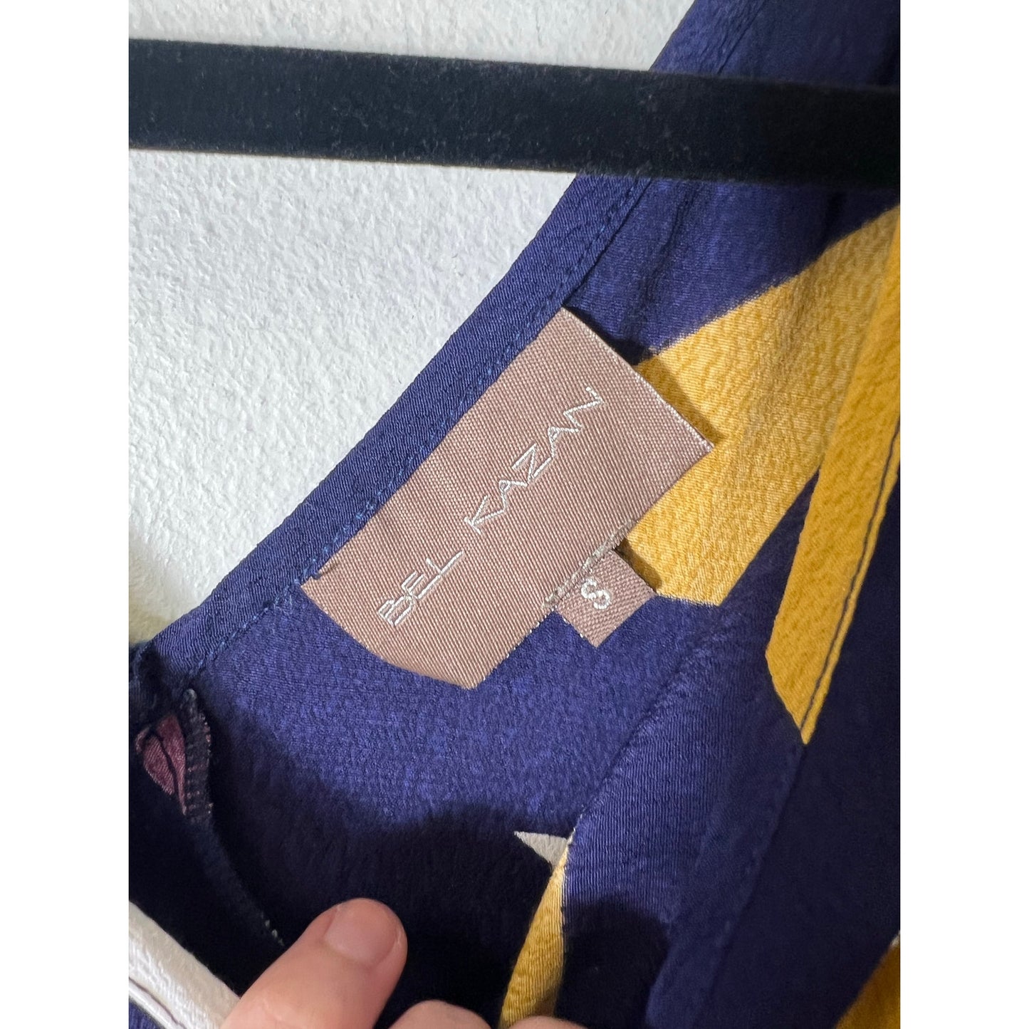 Belle Kazan Navy Yellow Sleeveless Tunic Sz S