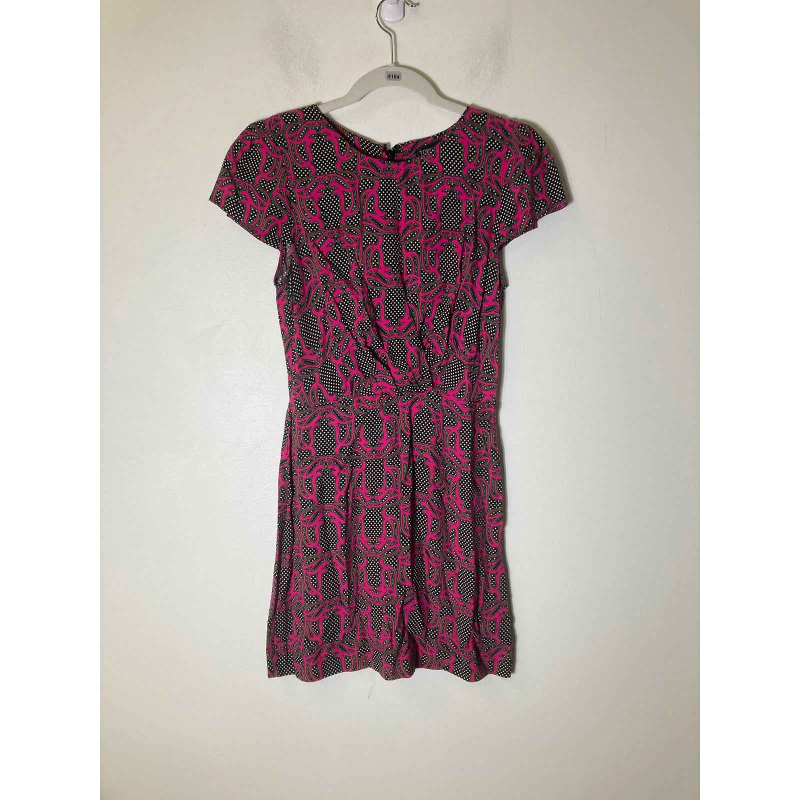 TOPSHOP Hot Pink Cap Sleeve Knee Length Dress Sz 4
