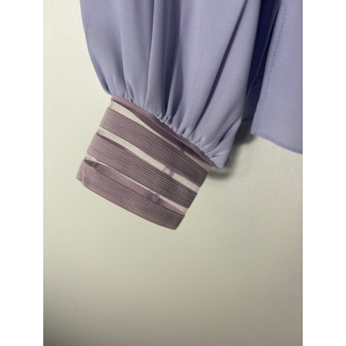 Prose&Poetry Light Lavender Long Sleeve Rouched Shoulder Blouse Sz S