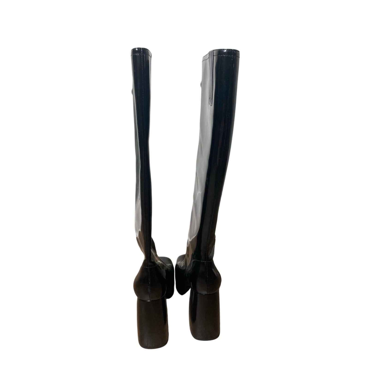 New W/O Katy Perry Black Front Zip Up Knee Boots Sz 6