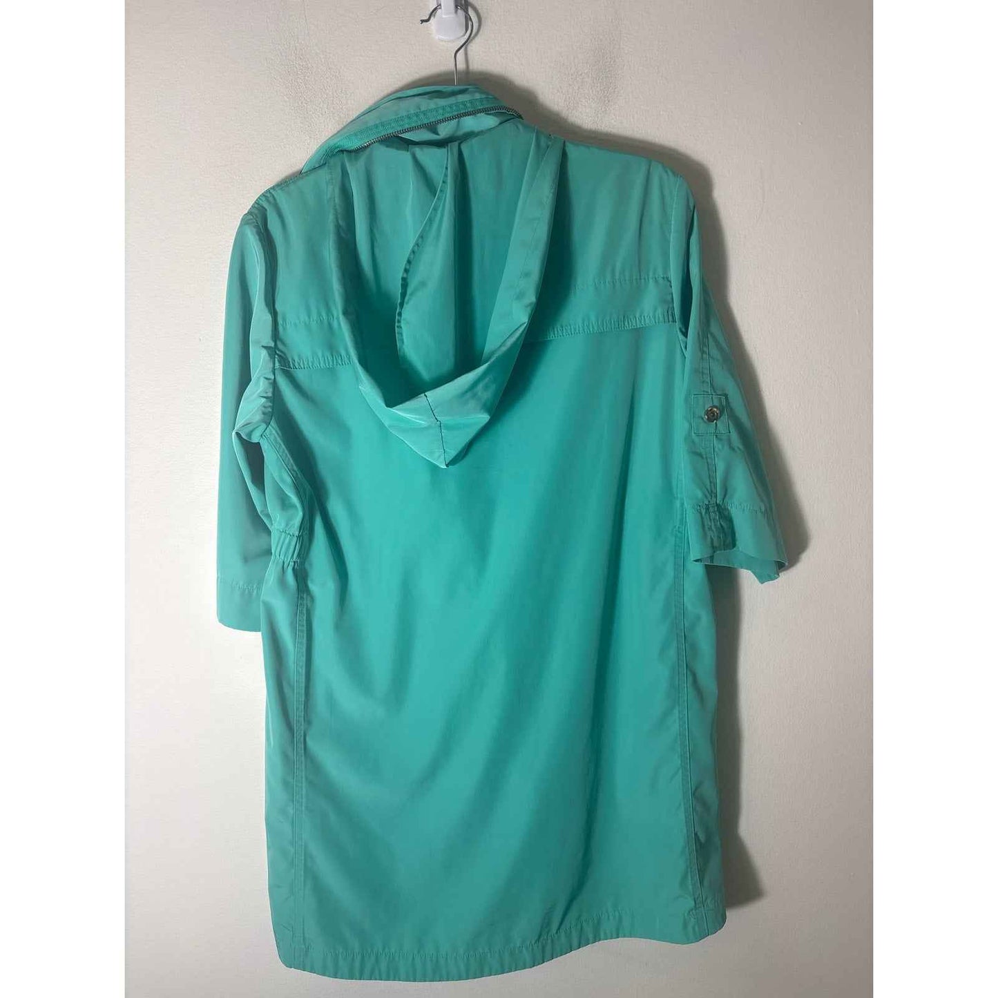 Ali Ro Mint Green Anorak Rain Jacket 3/4 Sleeve Cinched Waist Sz 6