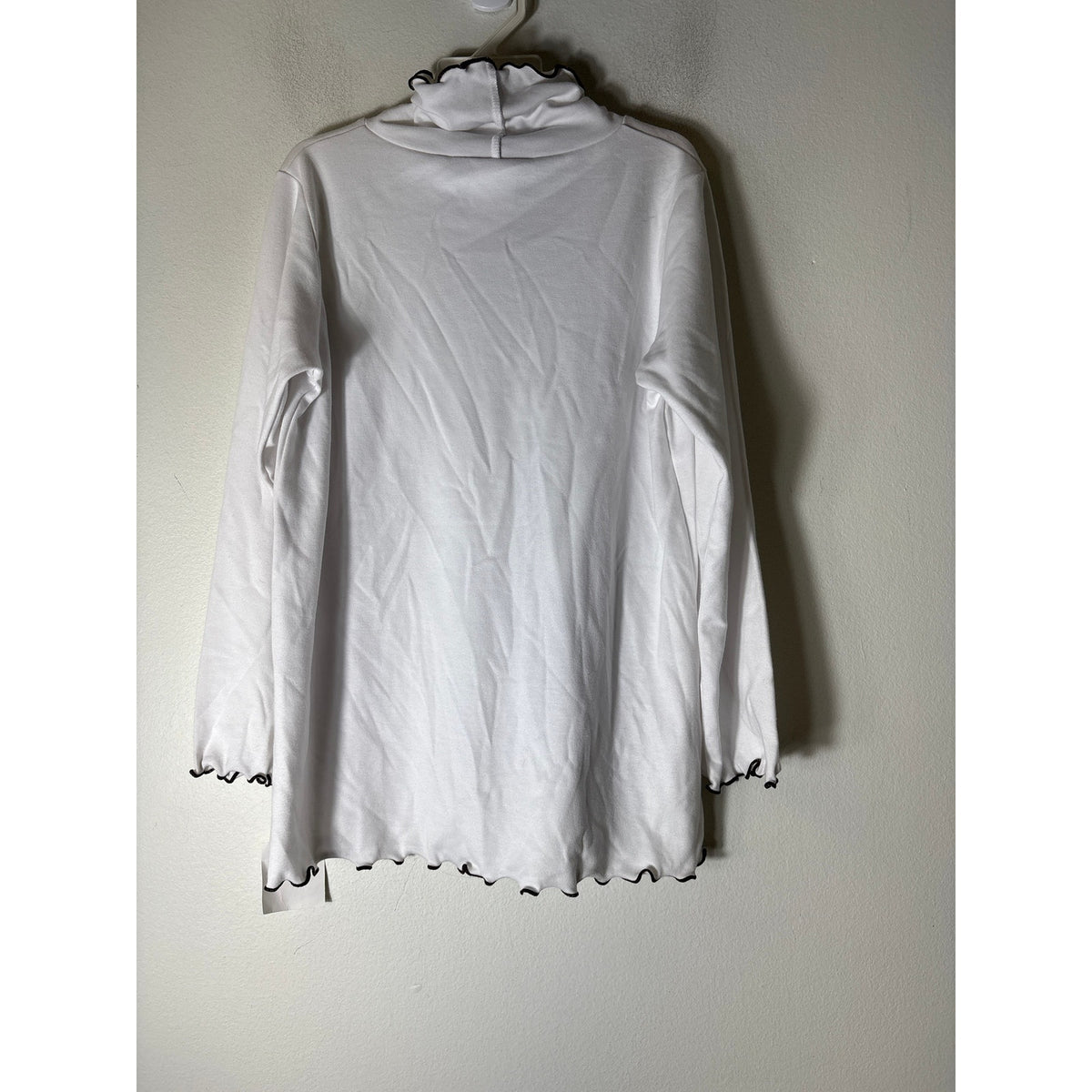 Girls Vintage NWT That Store White turtleneck with brown lettuce edge trim Sz 8