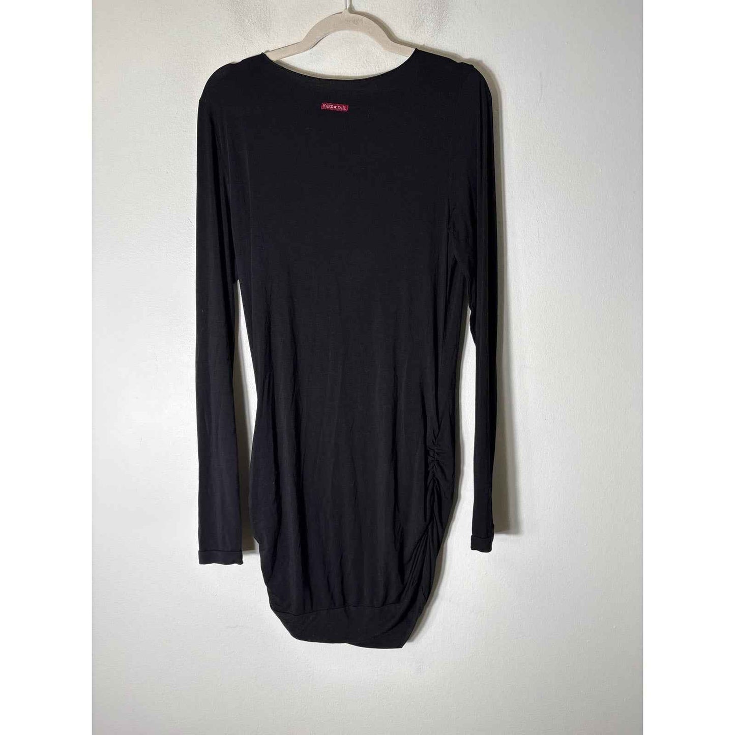 Hard Tail Black Long Sleeve Ruched Midi Dress Sz L