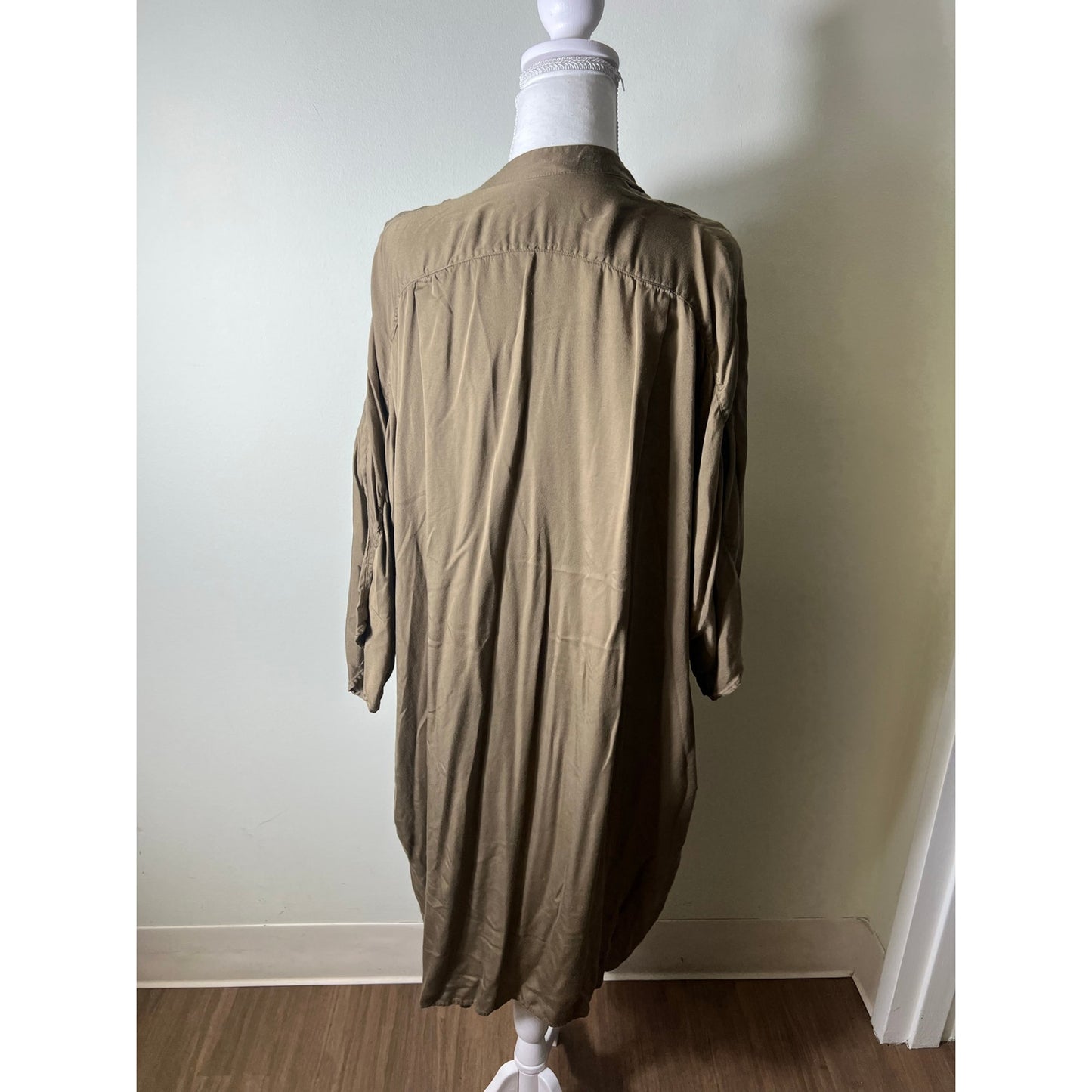 Neu Nomads Army Tan V Neck Short Sleeve Dress Sz L