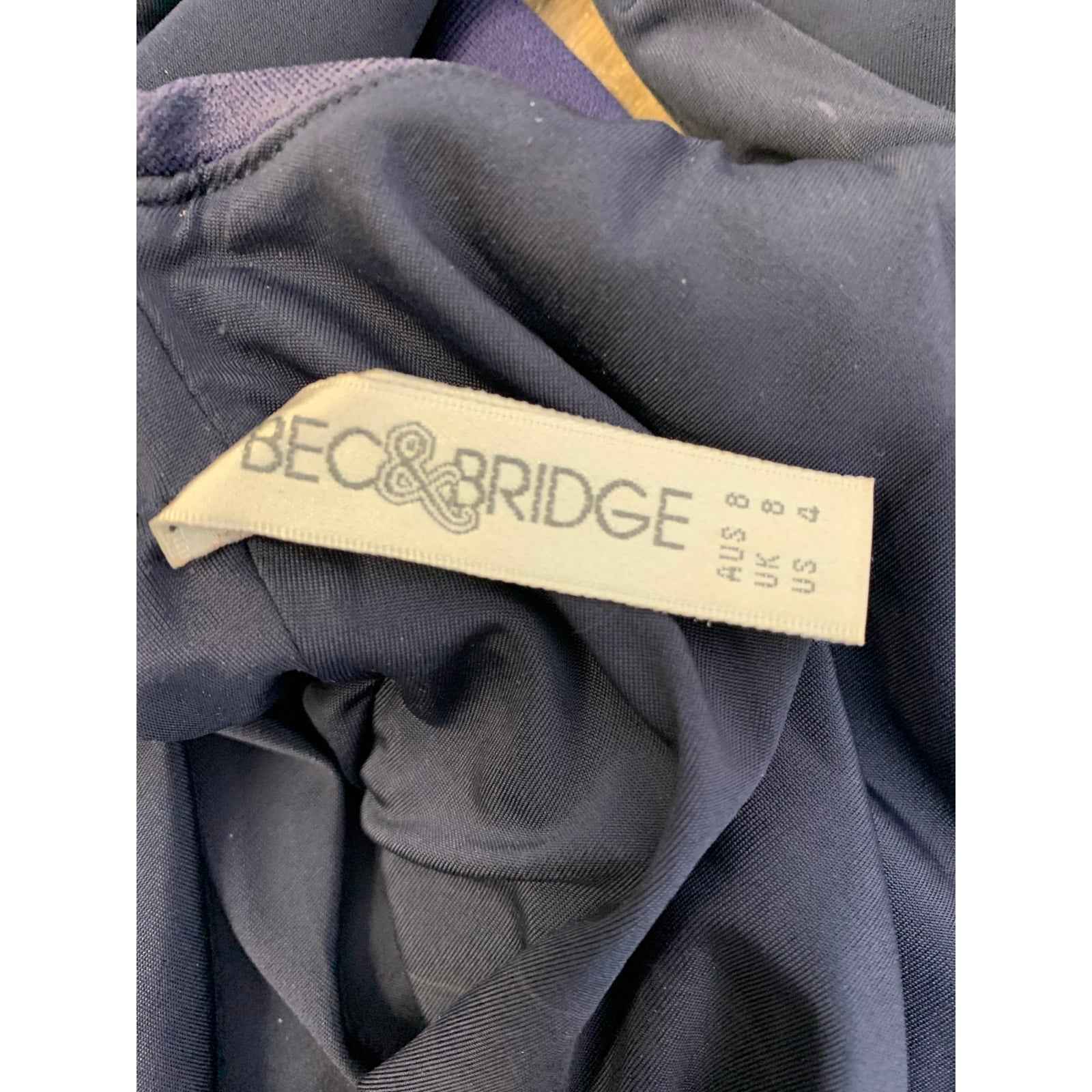 Bec&Bridge Navy Sleevess Body Con Mini Dress Sz 4