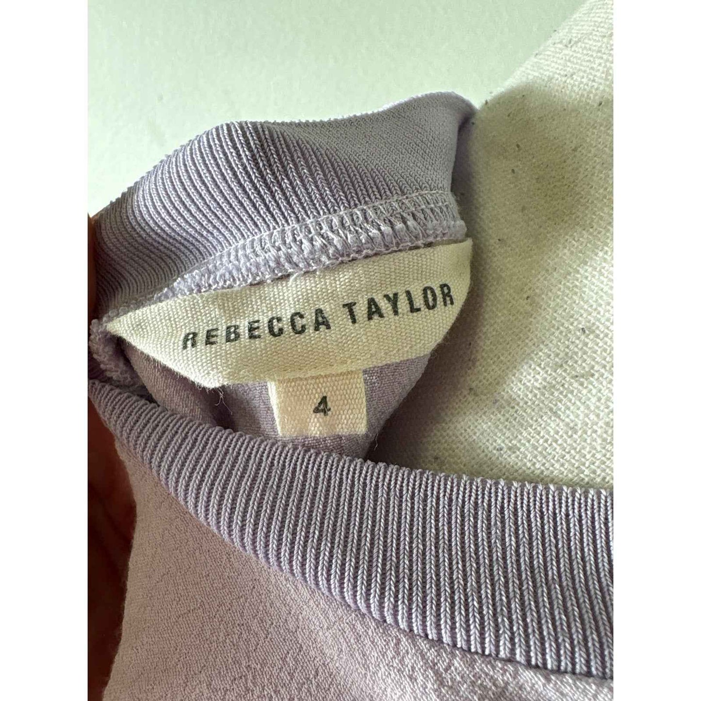 Rebecca Taylor Lavender Short Mesh Sleeve Crew Neck Shirt Sz 4