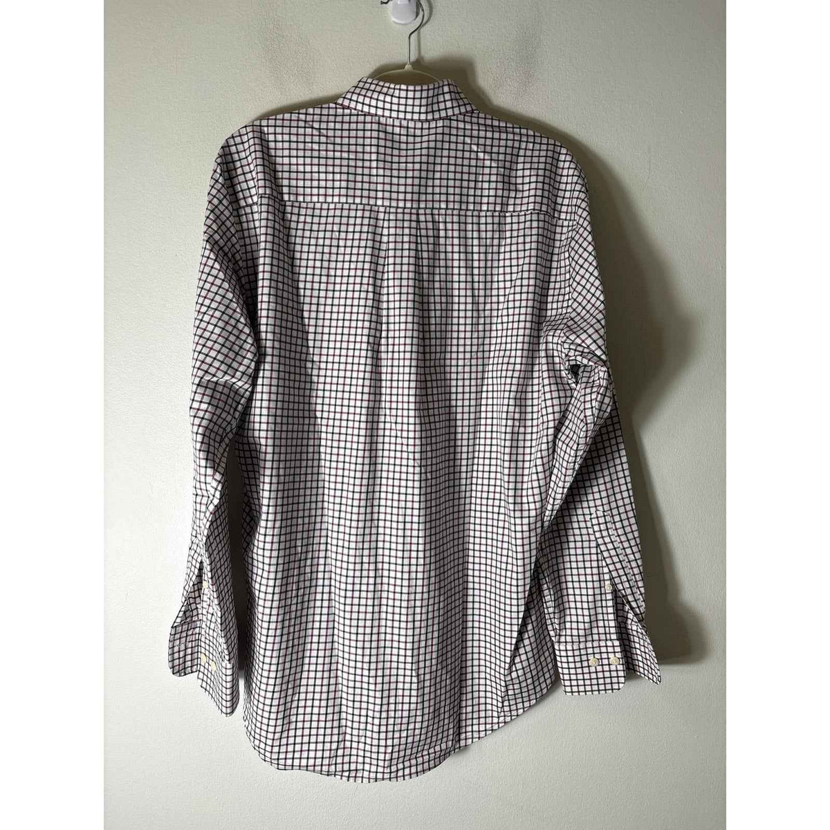 Men's Peter Millar Crimson and Black Checked Long Sleeve Button Down Shirt Sz M