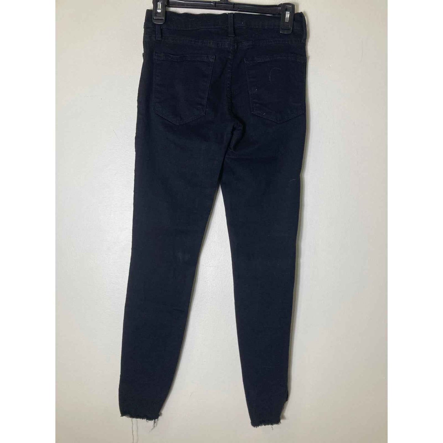 Frame Le Skinny de Jeanne Black Frayed Hem Denim Sz 26