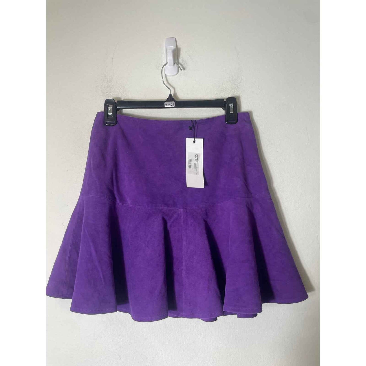 NWT Karina Grimaldi Ina Amethyst Suede Skirt Sz S