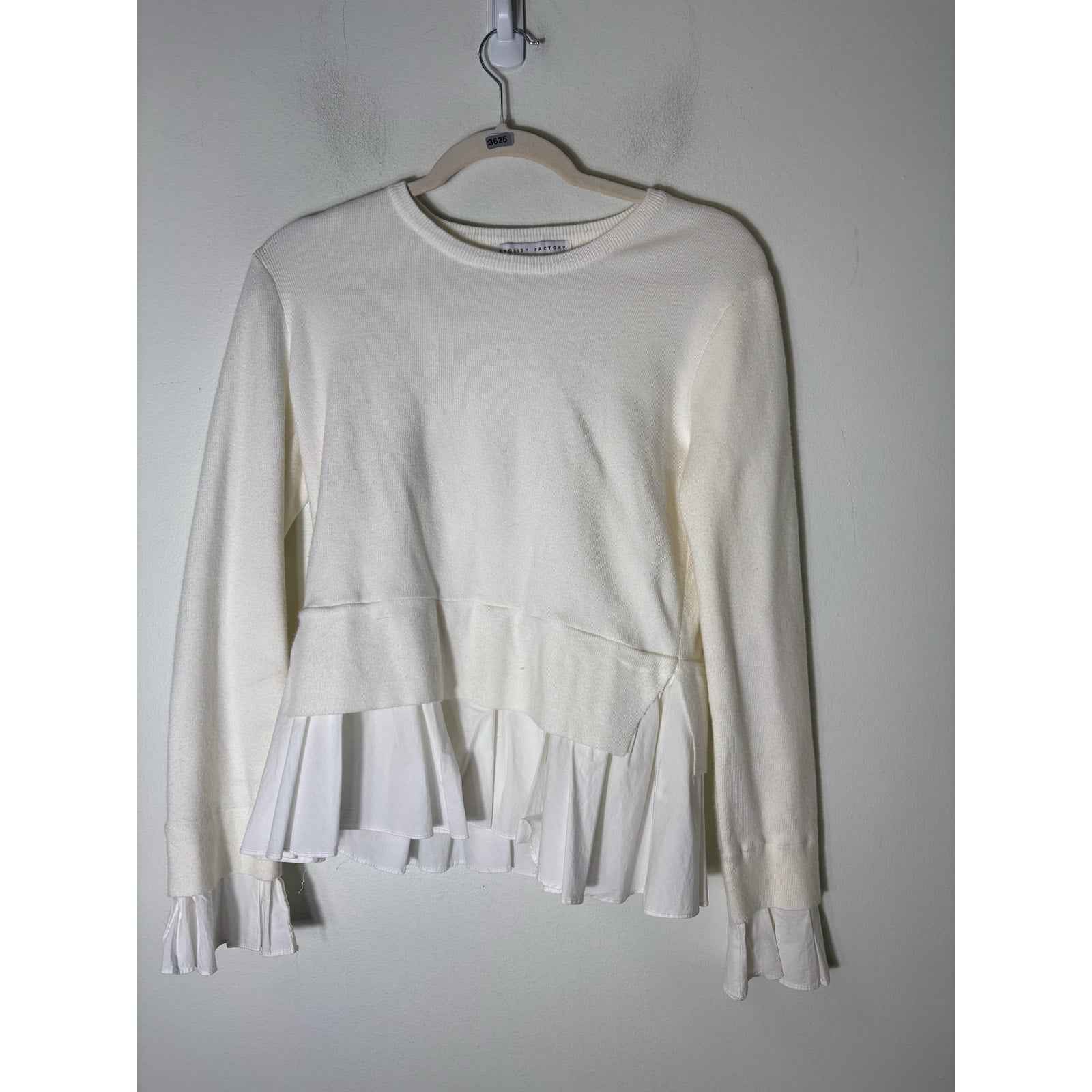 English Factory Off White Long Sleeve Layered Sweater Sz S