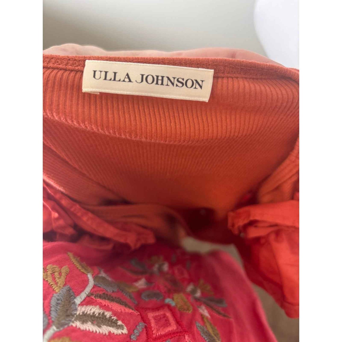 Ulla Johnson Dark Orange Mixed Media Cotton Sleeveless Ribbed Tank Sz XS