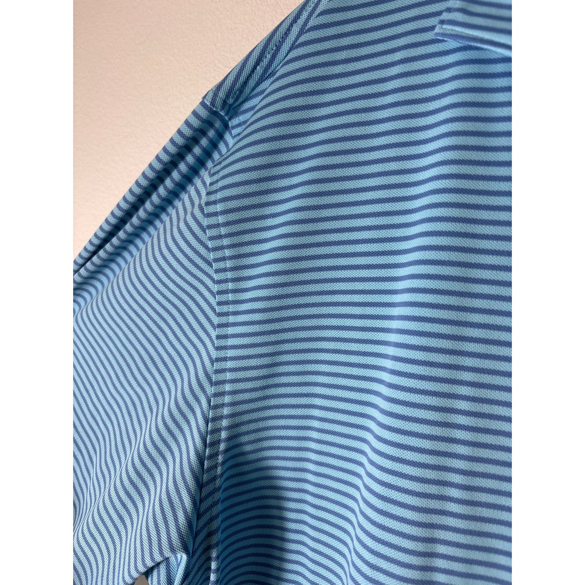 Mens Peter Millar Teal and Blue Stripe Polo Sz XL