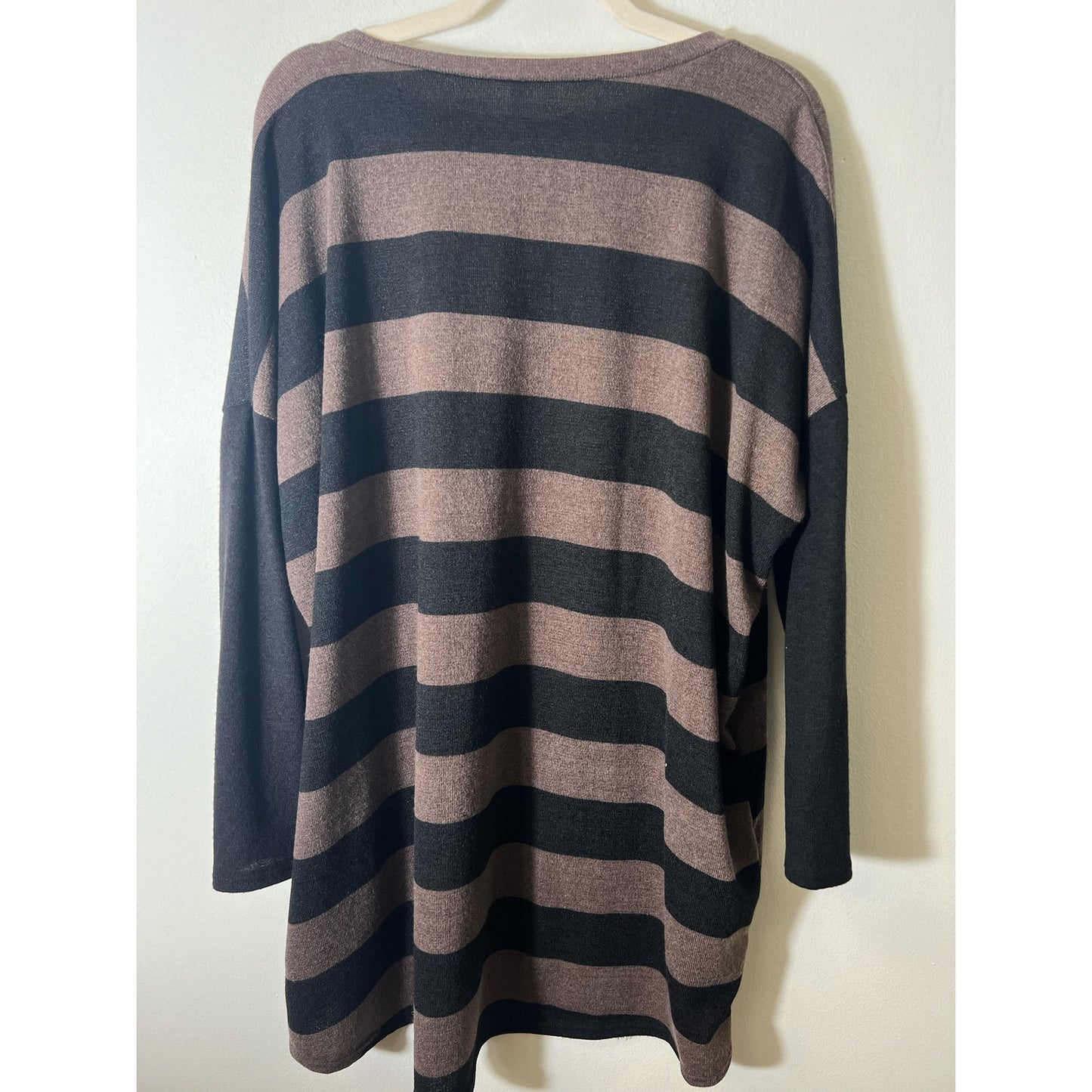 Beason River Purple Black Striped Long Sleeve Sweater Sz XL