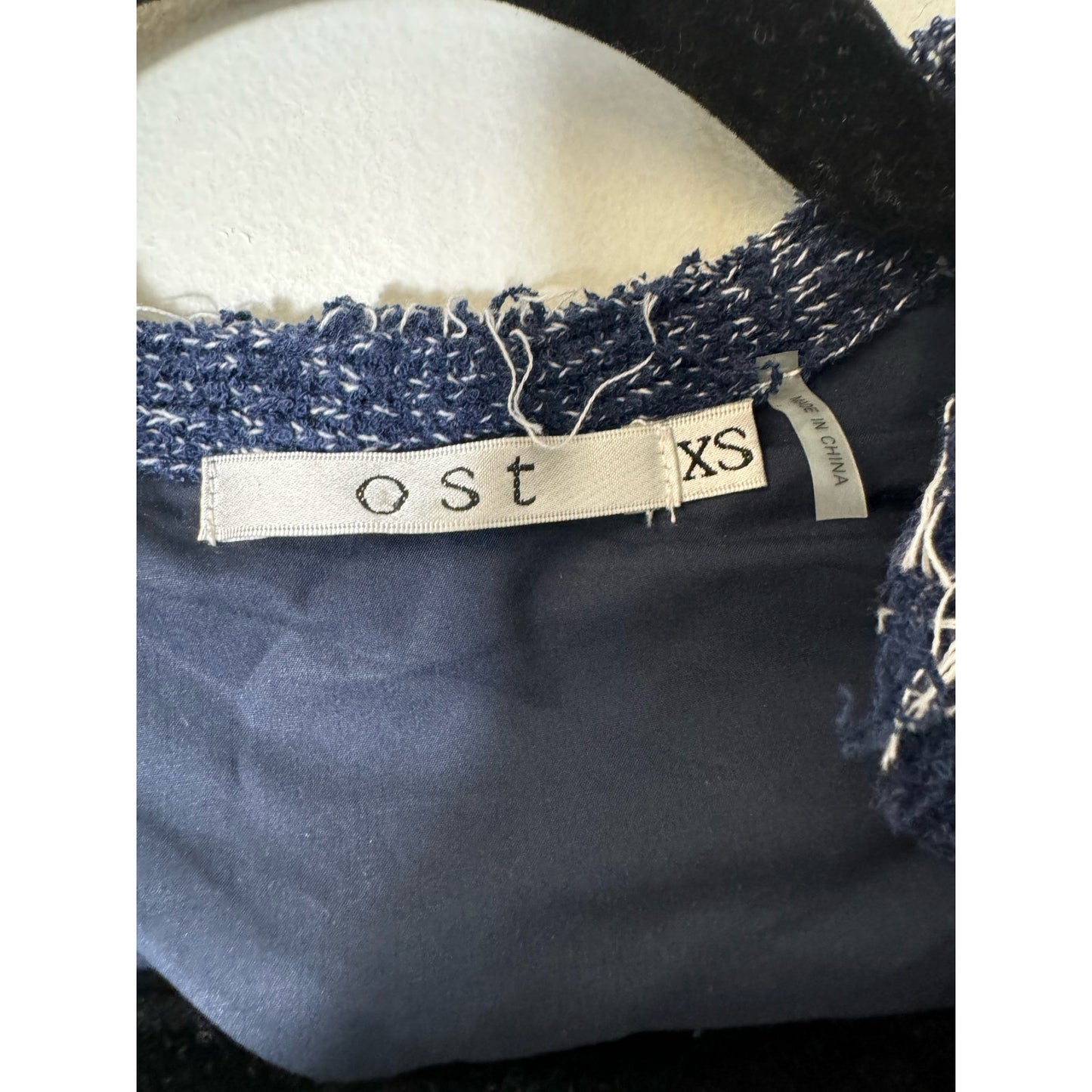 Ost Blue Frayed Edge Open Cardigan Sweater Sz XS