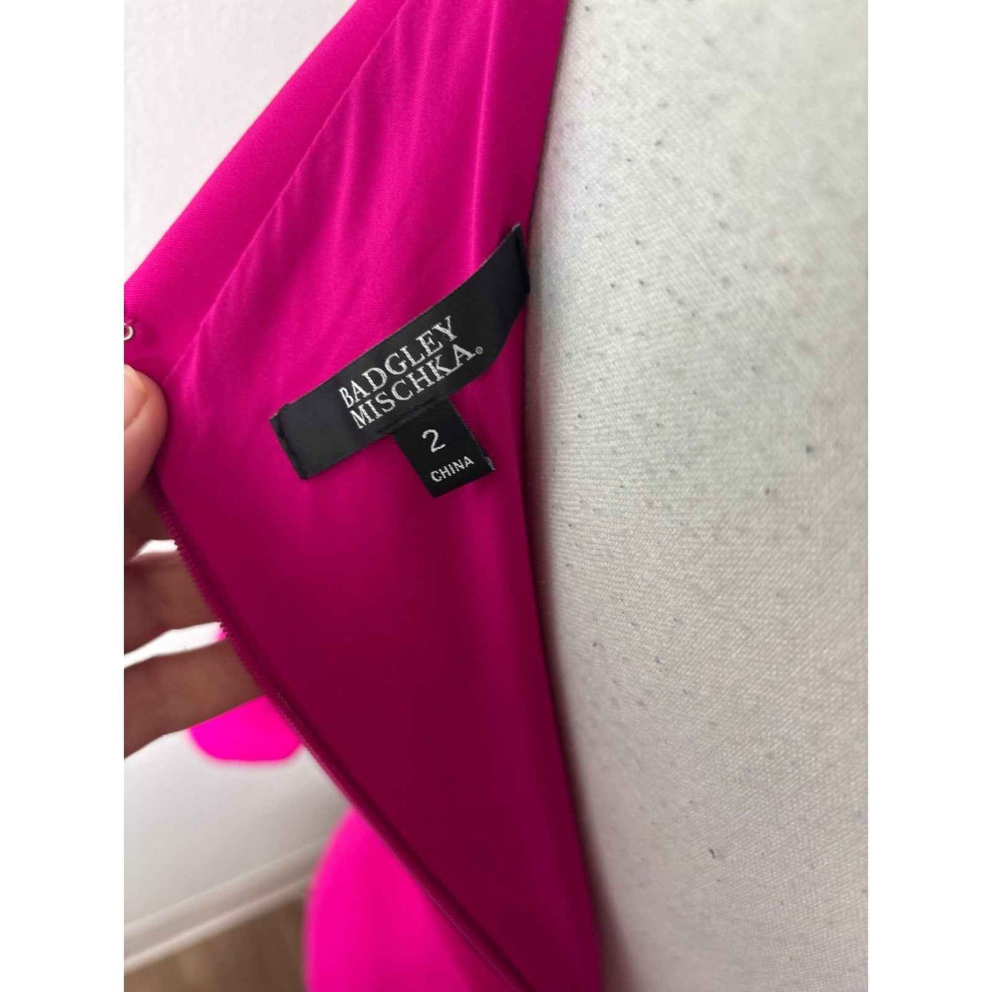 Bagdley Mishka Fushia Off The SHoulder Floor Length Gown Sz 2