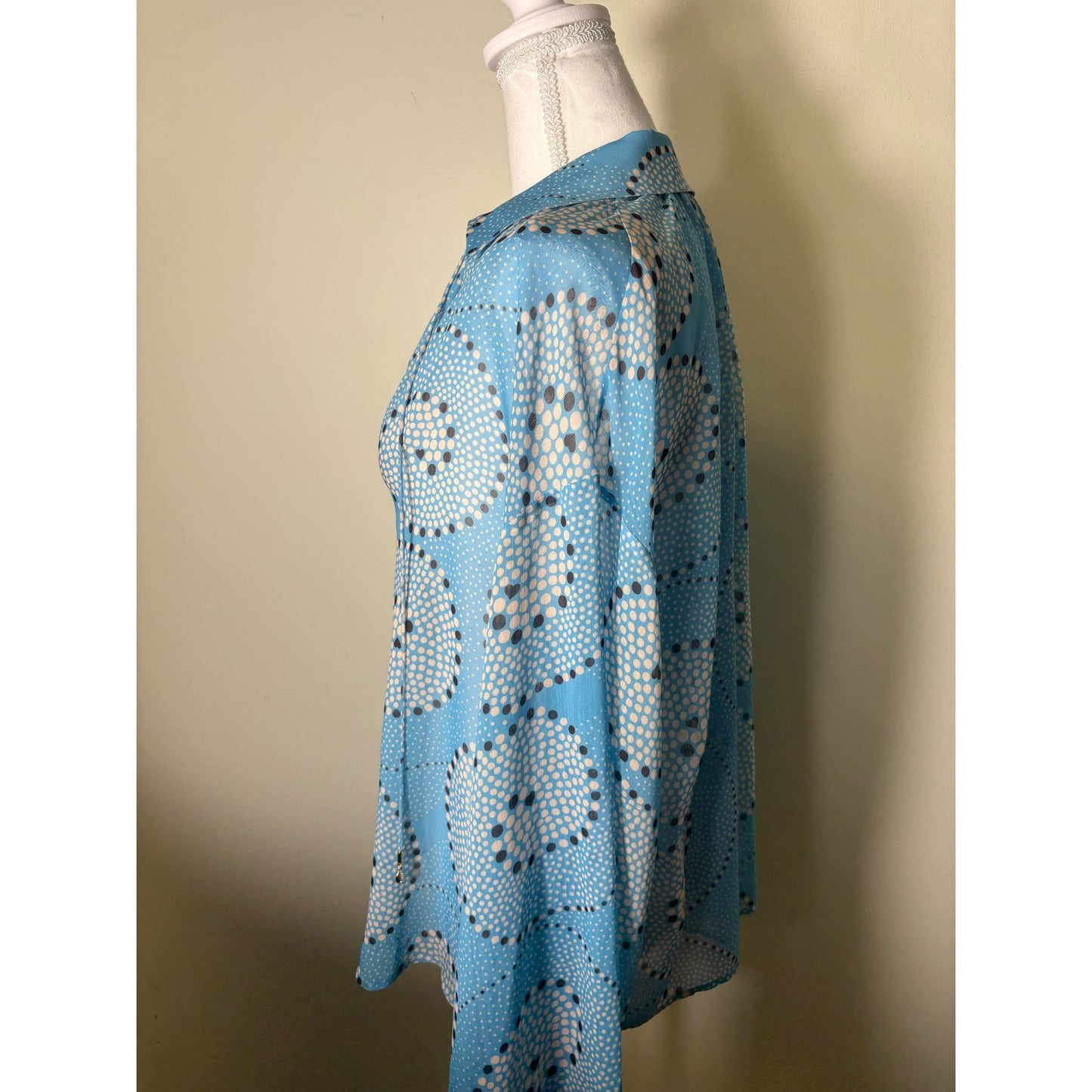 Staud Blue Polka Dot Flowy Blouse Sz M