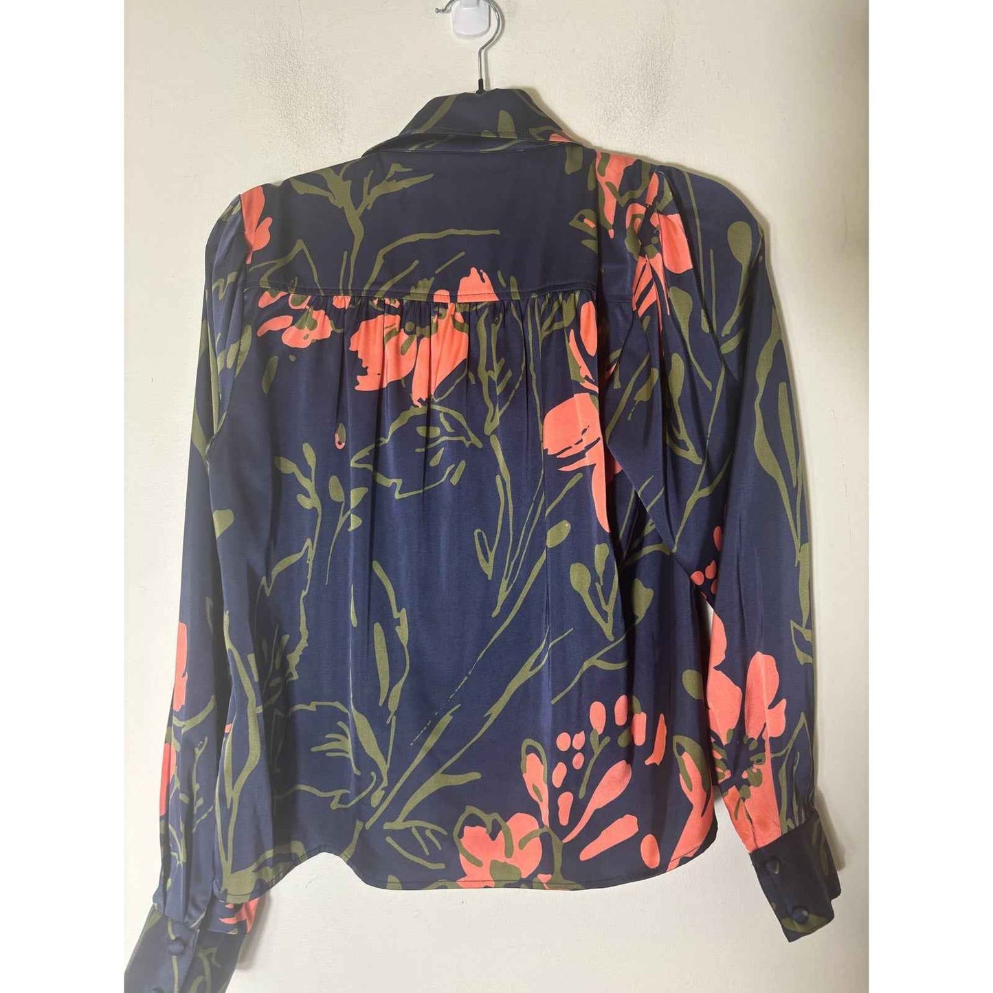 Hutch Navy Blue Floral Long Sleeve Button Up Shirt Sz S