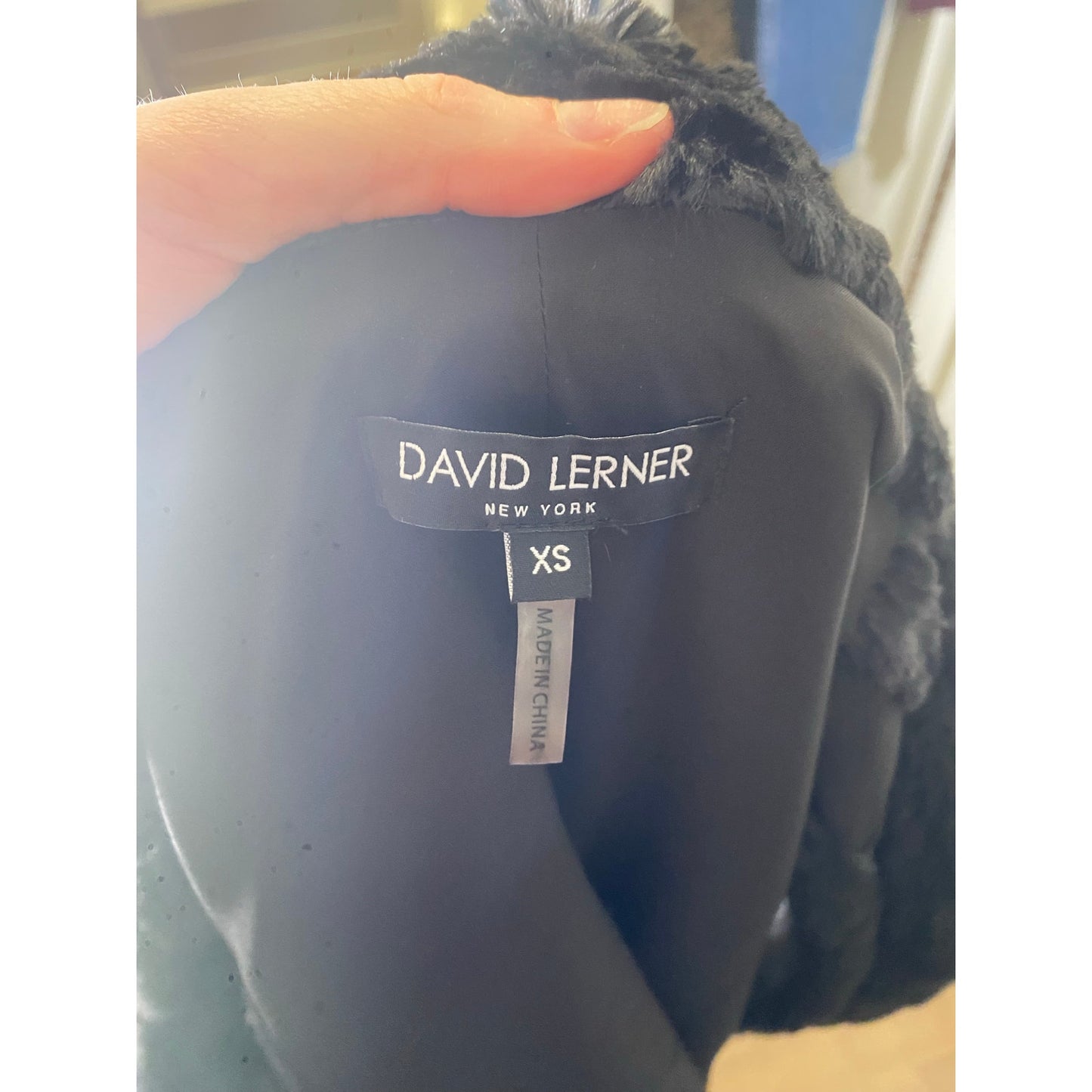 David Lerner NY Faux Fur Black Vest Sz XS