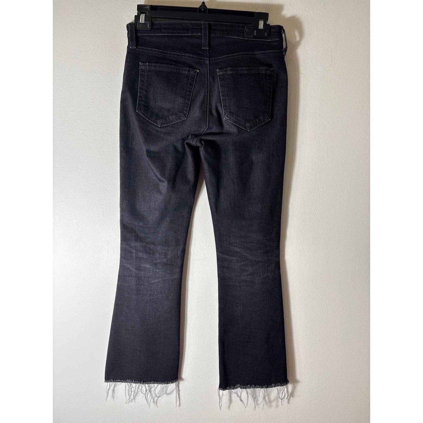 AG Jodi Crop High Rise Slim Flare Crop Black Denim Sz 25