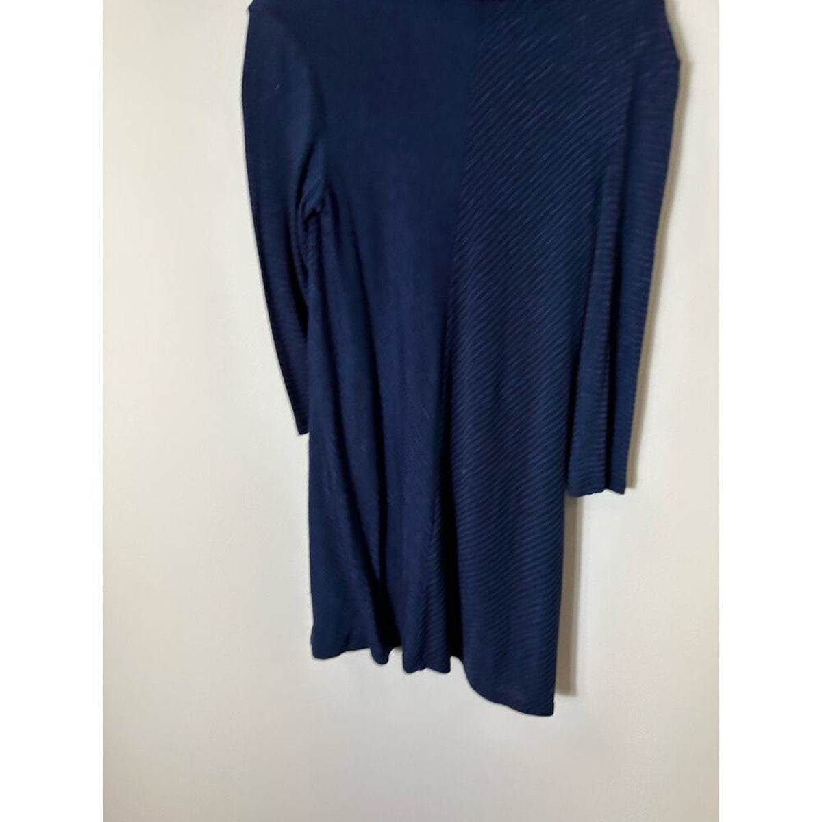 Joan Vass Blue Striped Turtleneck Sweater Dress Medium