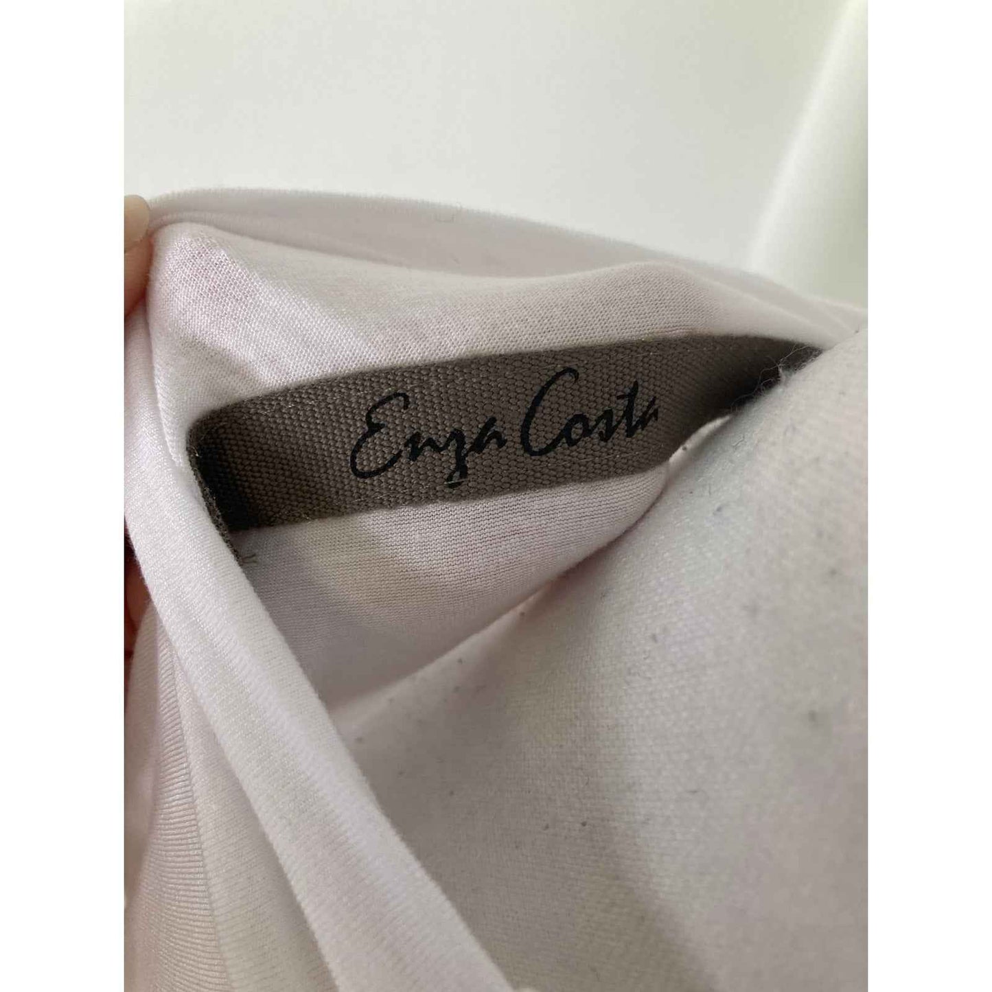 Enza Costa Crisp White Sleeveless Ruched High Neck Shirt Sz S