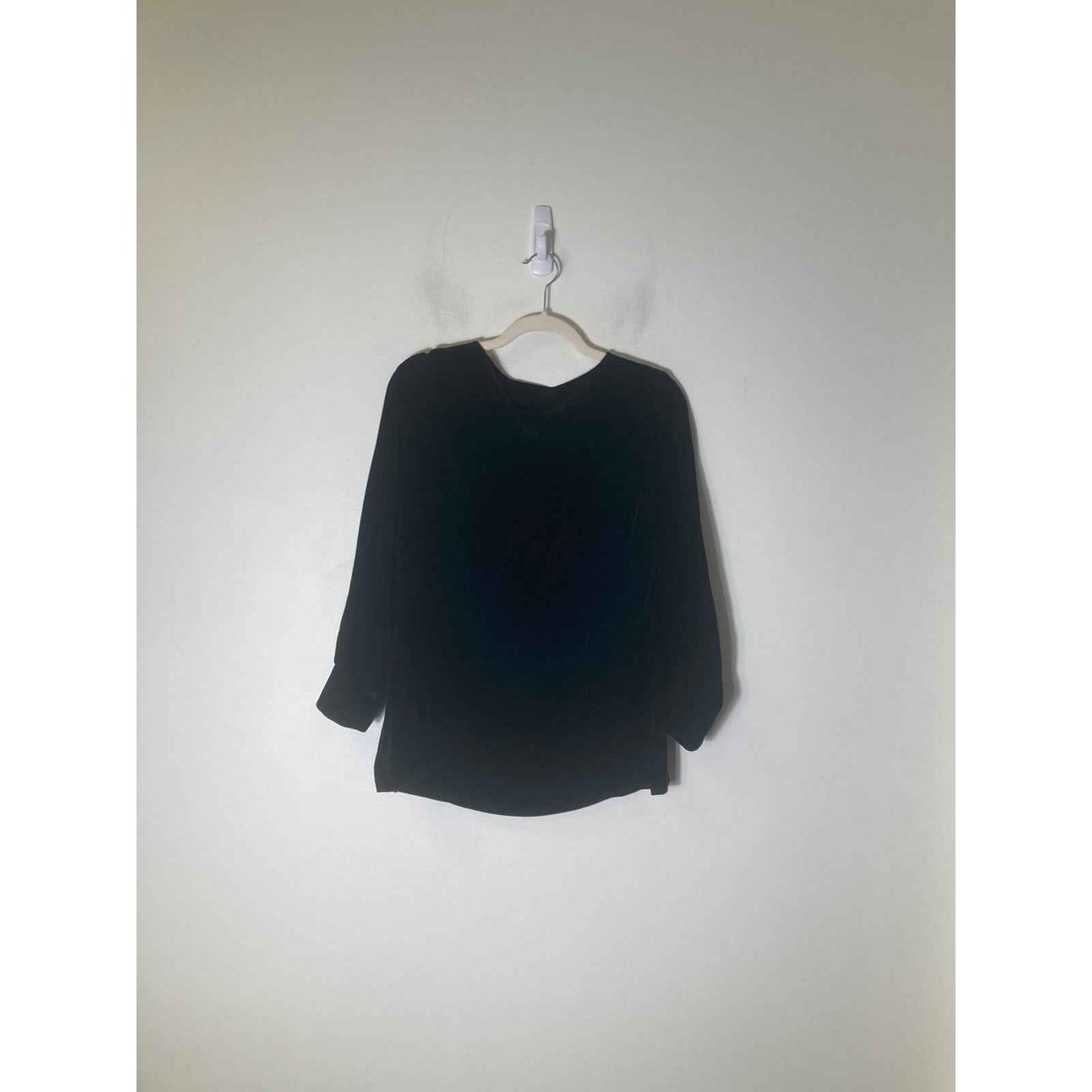 Talbot's Black Velour Long Sleeve Beaded Special Occasion Top Sz M