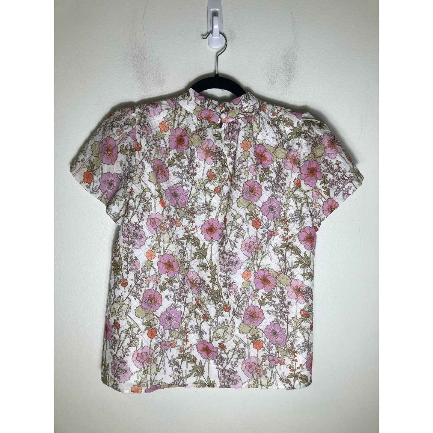 Joy Joy Floral Puff Short Sleeve Top Sz S