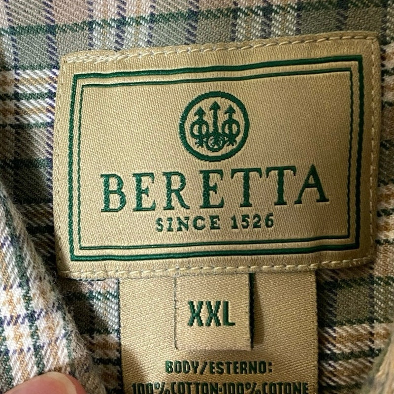 Beretta Men's Plaid Long Sleeve Button Down Shirt Sz XXL
