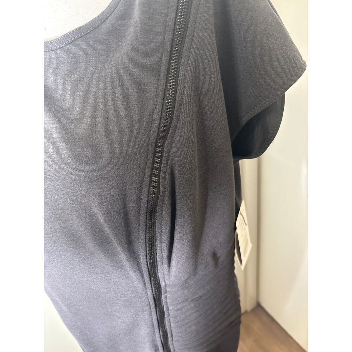 Etcetera Gray Sleeveless Zip Up Pleated Midi Sheath Dress 14