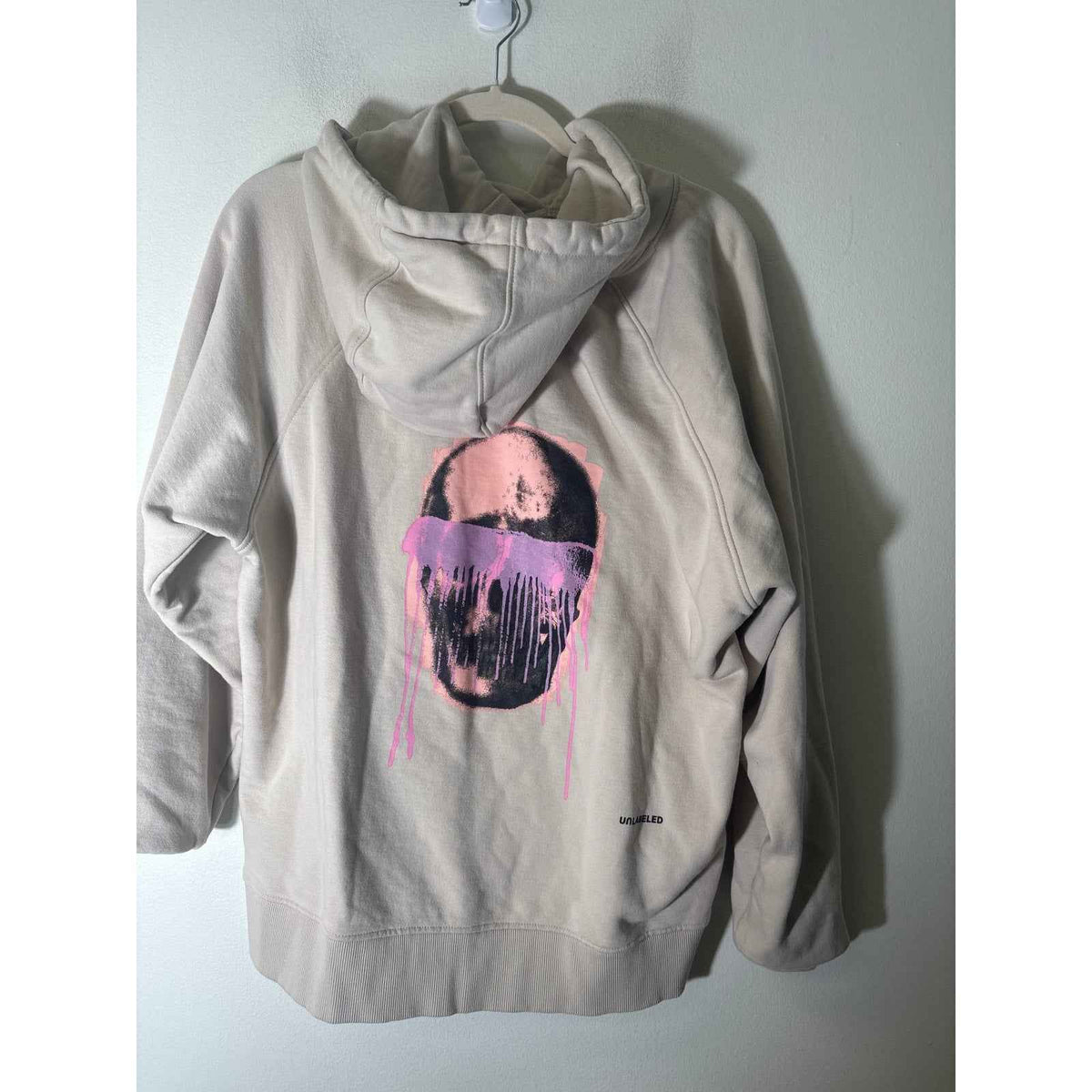 Unlabled Brand Off White Long Sleeve Hooded Skull Sweatshirt sz XL