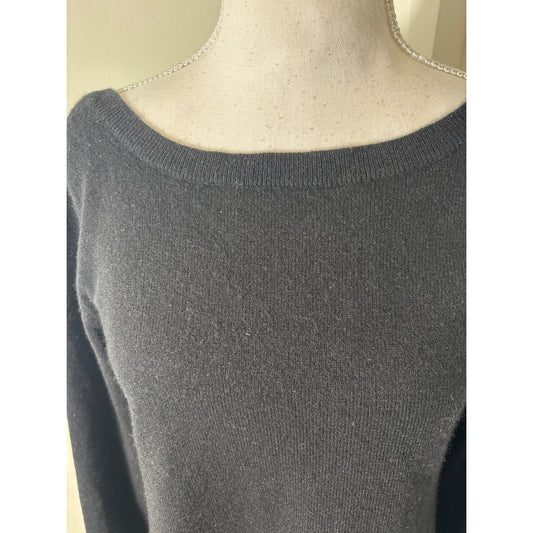 Cortland Park Black 100% Cashmere Back V Sweater Sz S