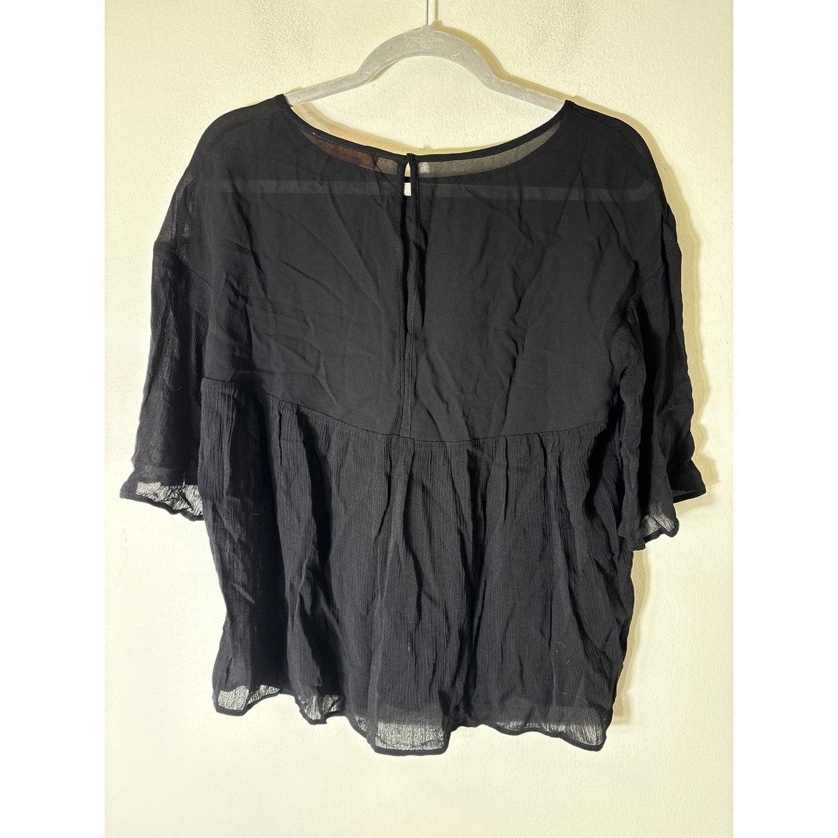 NWT Catherine Malandrino Black Sheer Half Sleeve Sz M