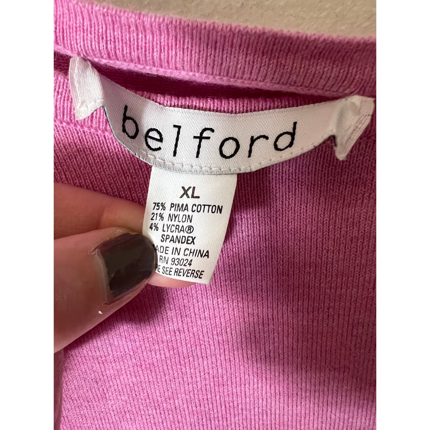 Belford Pink Knit Long Sleeve Top Sz XL